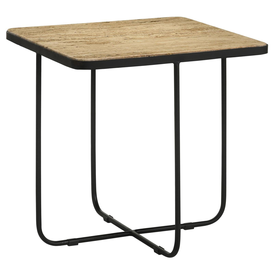 Elyna Travertine/Black Square Accent Table - 935855 - Bien Home Furniture &amp; Electronics
