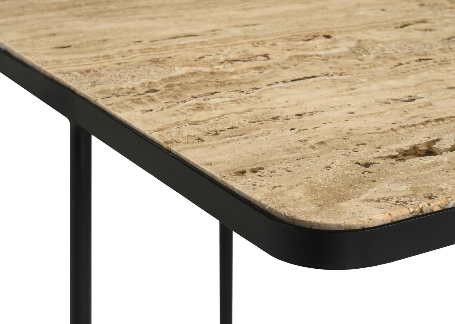 Elyna Travertine/Black Square Accent Table - 935855 - Bien Home Furniture & Electronics