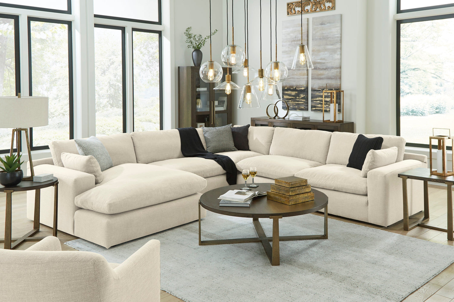 Elyza Linen 5-Piece LAF Sectional - SET | 1000616 | 1000665 | 1000677 | 1000646(2) | 1000608 - Bien Home Furniture & Electronics