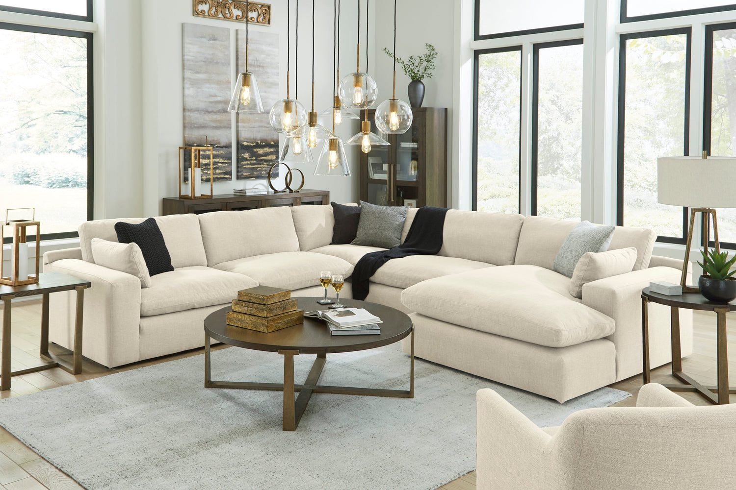 Elyza Linen 5-Piece RAF Sectional - SET | 1000617 | 1000664 | 1000677 | 1000646(2) | 1000608 - Bien Home Furniture & Electronics