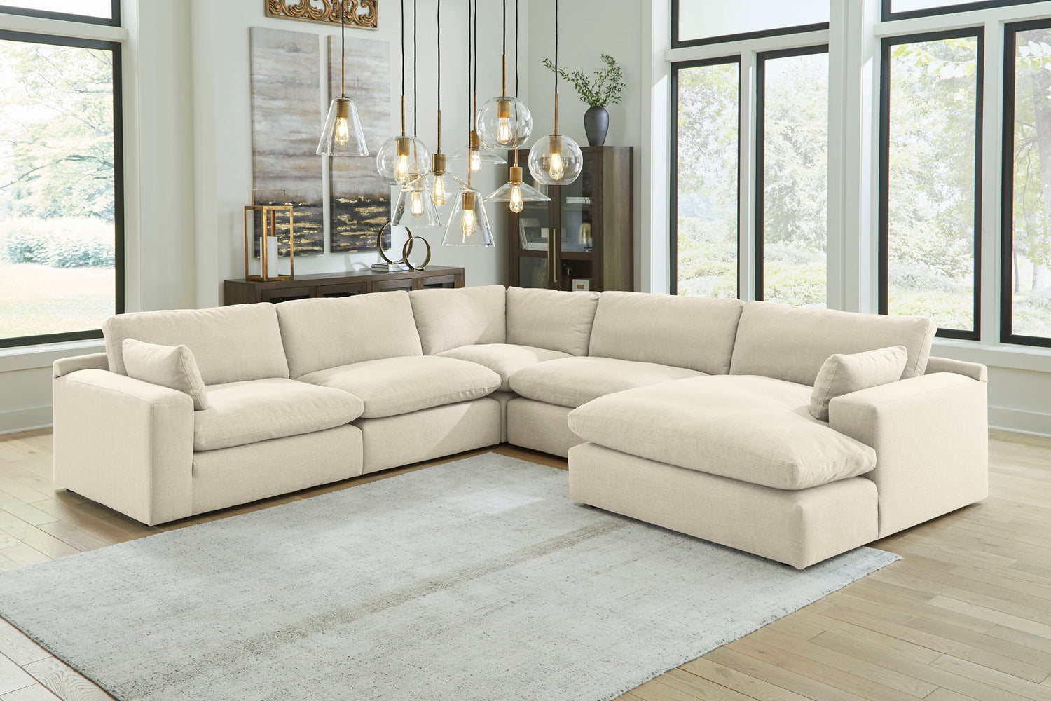 Elyza Linen 5-Piece RAF Sectional - SET | 1000617 | 1000664 | 1000677 | 1000646(2) | 1000608 - Bien Home Furniture & Electronics