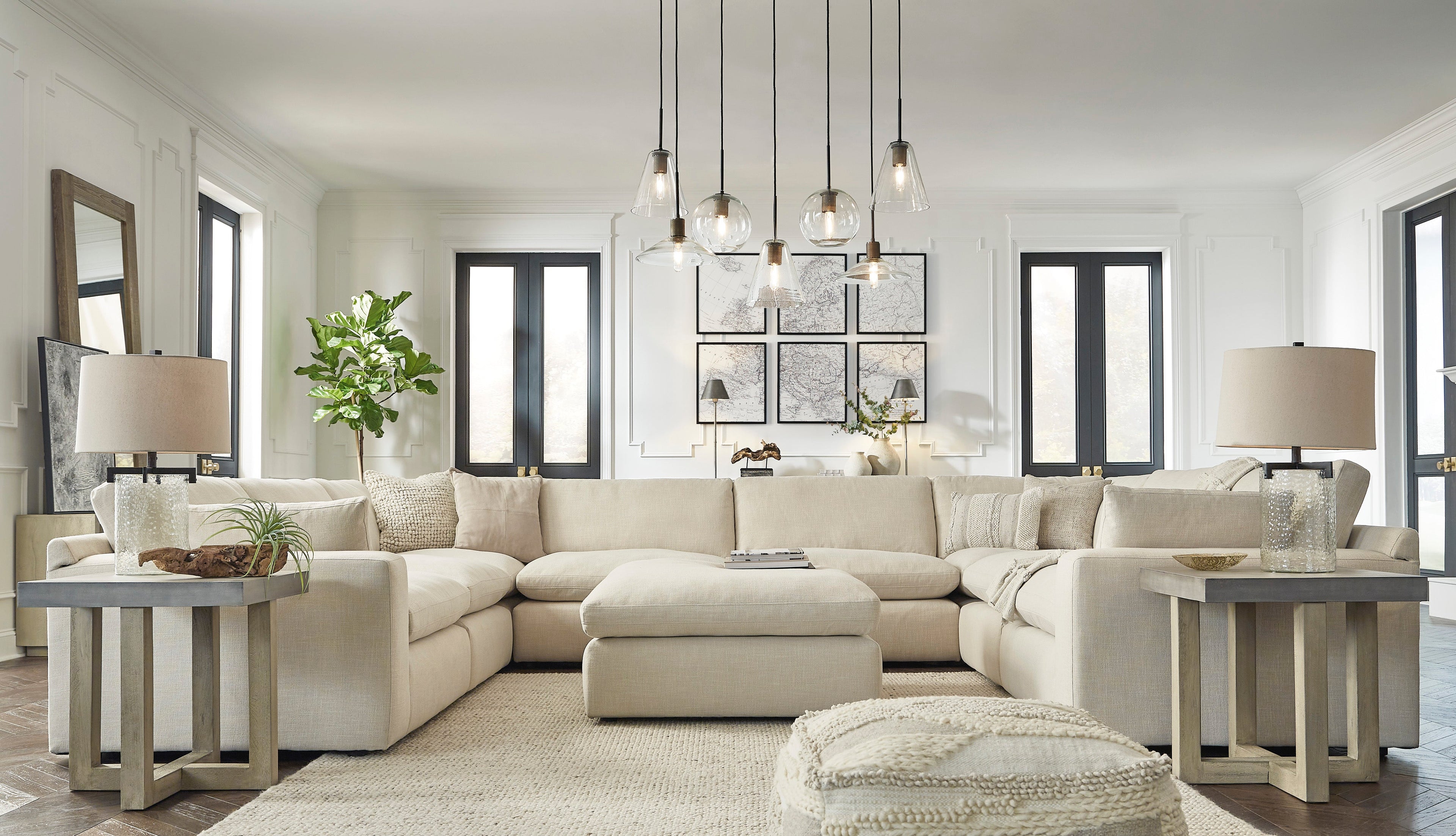 Elyza Linen 8-Piece Sectional - SET | 1000664 | 1000665 | 1000677(2) | 1000646(4) - Bien Home Furniture & Electronics