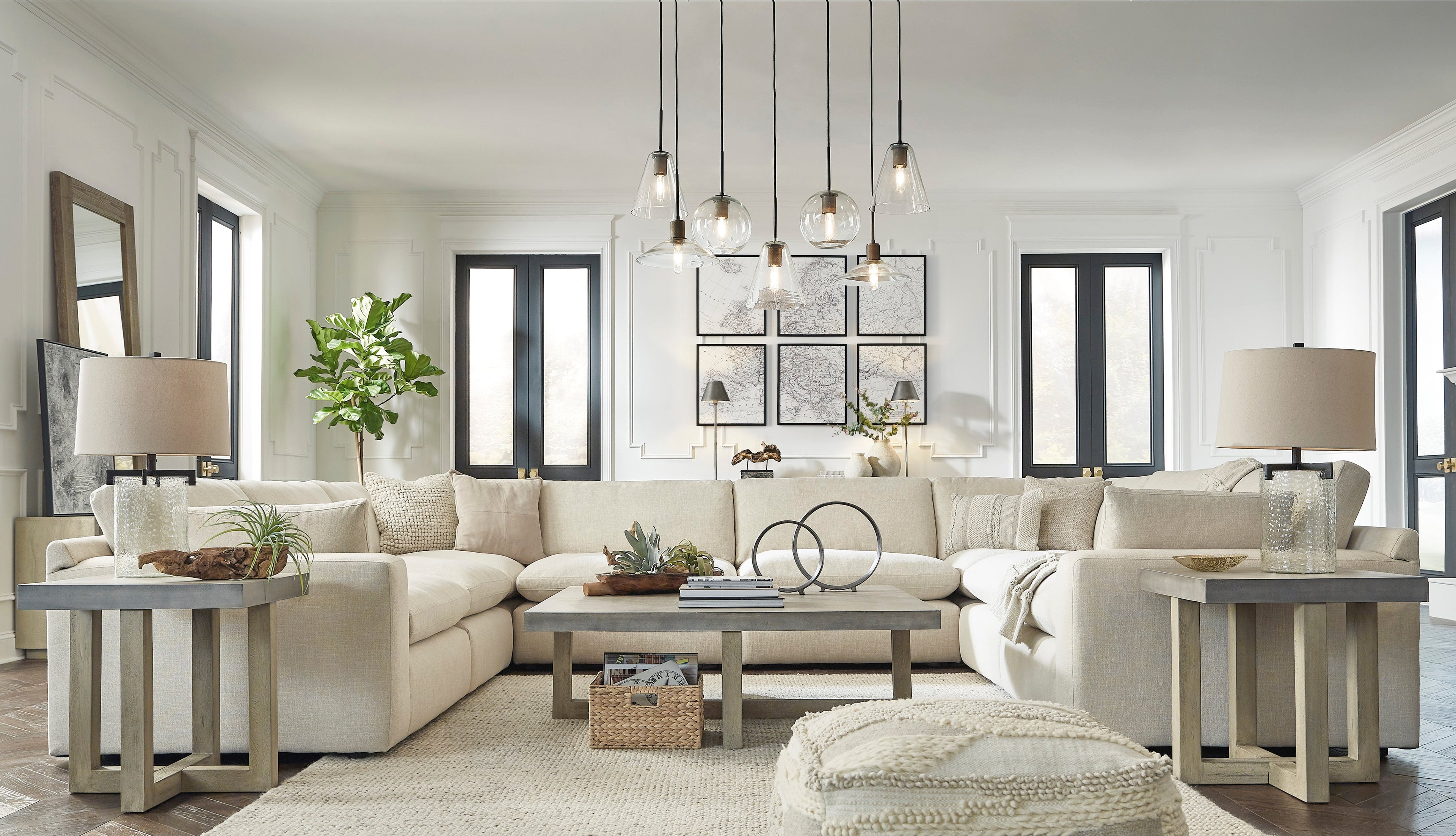 Elyza Linen 8-Piece Sectional - SET | 1000664 | 1000665 | 1000677(2) | 1000646(4) - Bien Home Furniture & Electronics