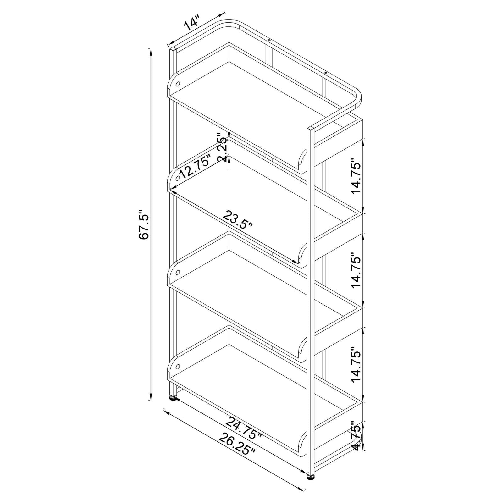 Ember White High Gloss/Chrome 4-Shelf Bookcase - 803402 - Bien Home Furniture &amp; Electronics