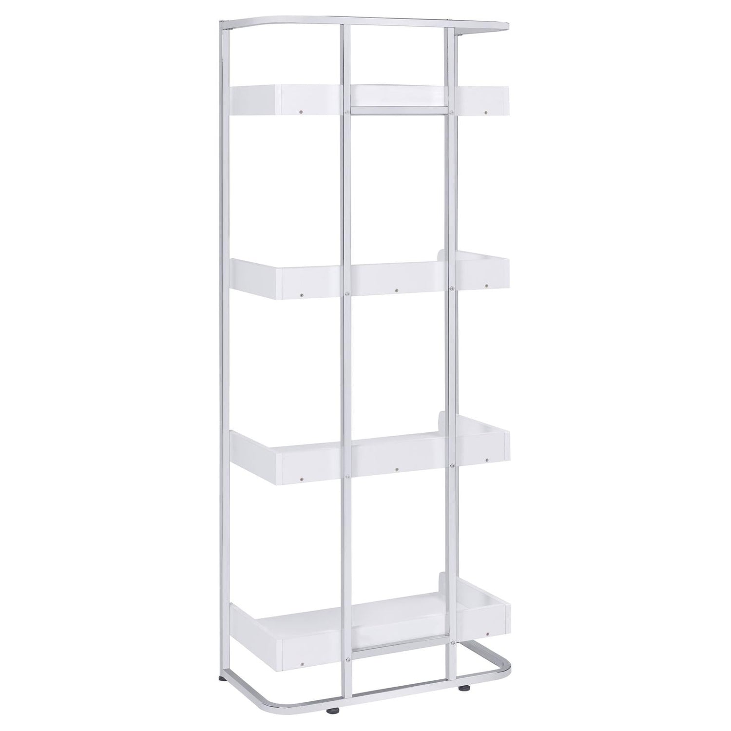 Ember White High Gloss/Chrome 4-Shelf Bookcase - 803402 - Bien Home Furniture & Electronics