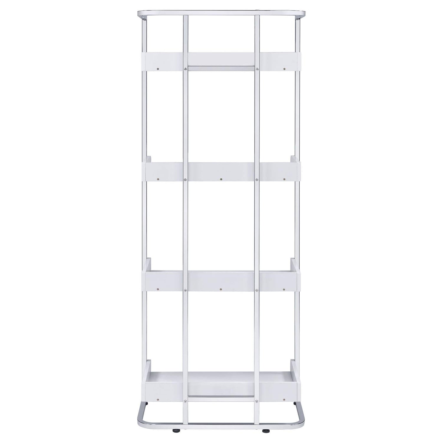 Ember White High Gloss/Chrome 4-Shelf Bookcase - 803402 - Bien Home Furniture & Electronics
