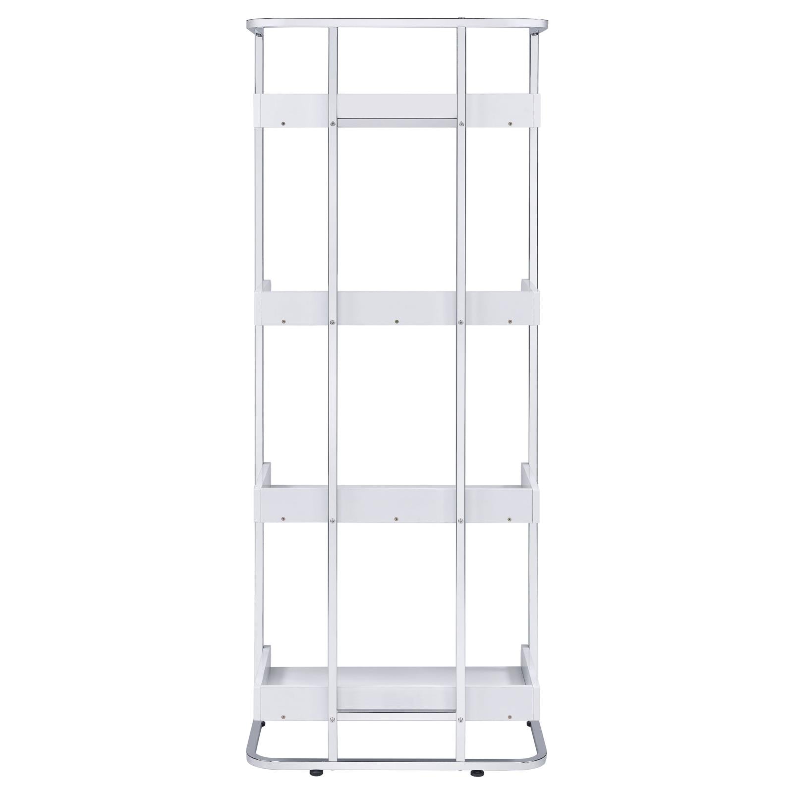 Ember White High Gloss/Chrome 4-Shelf Bookcase - 803402 - Bien Home Furniture & Electronics