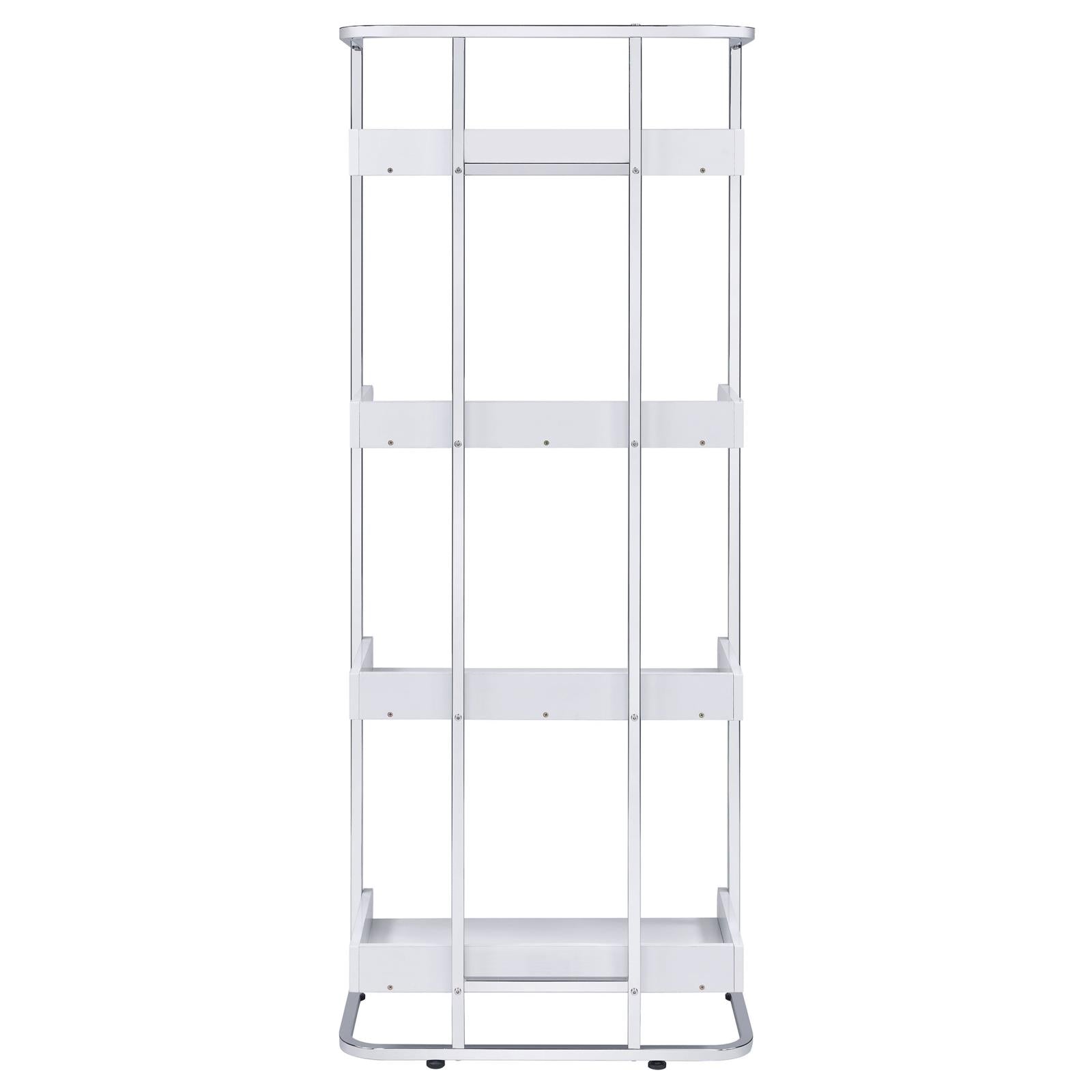 Ember White High Gloss/Chrome 4-Shelf Bookcase - 803402 - Bien Home Furniture &amp; Electronics