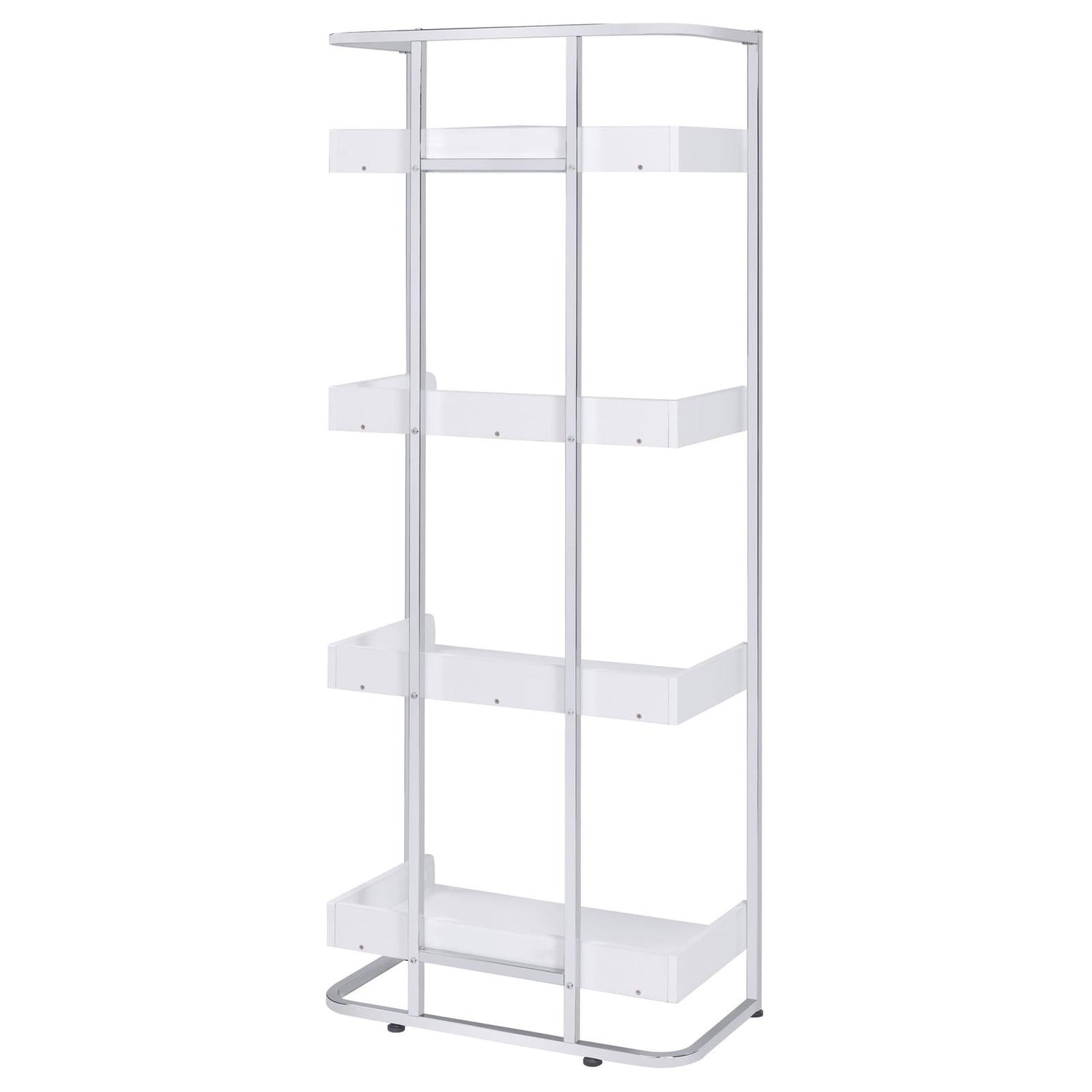 Ember White High Gloss/Chrome 4-Shelf Bookcase - 803402 - Bien Home Furniture & Electronics