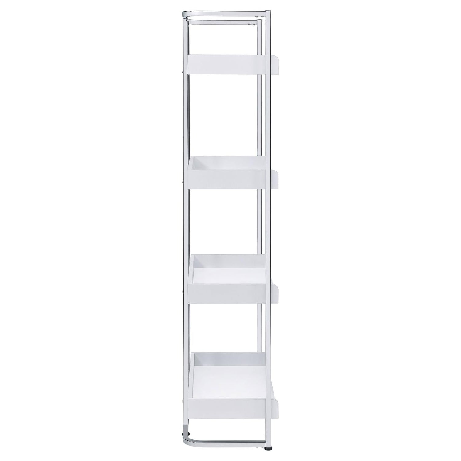 Ember White High Gloss/Chrome 4-Shelf Bookcase - 803402 - Bien Home Furniture & Electronics