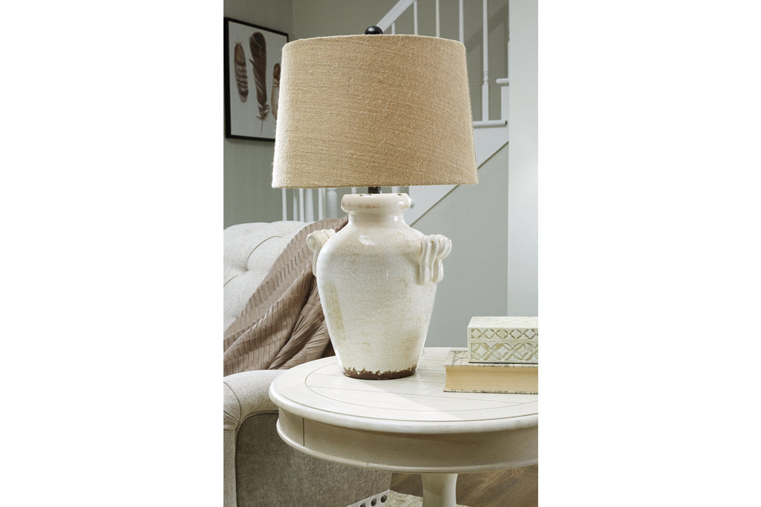 Emelda Cream Table Lamp - L100664 - Bien Home Furniture &amp; Electronics