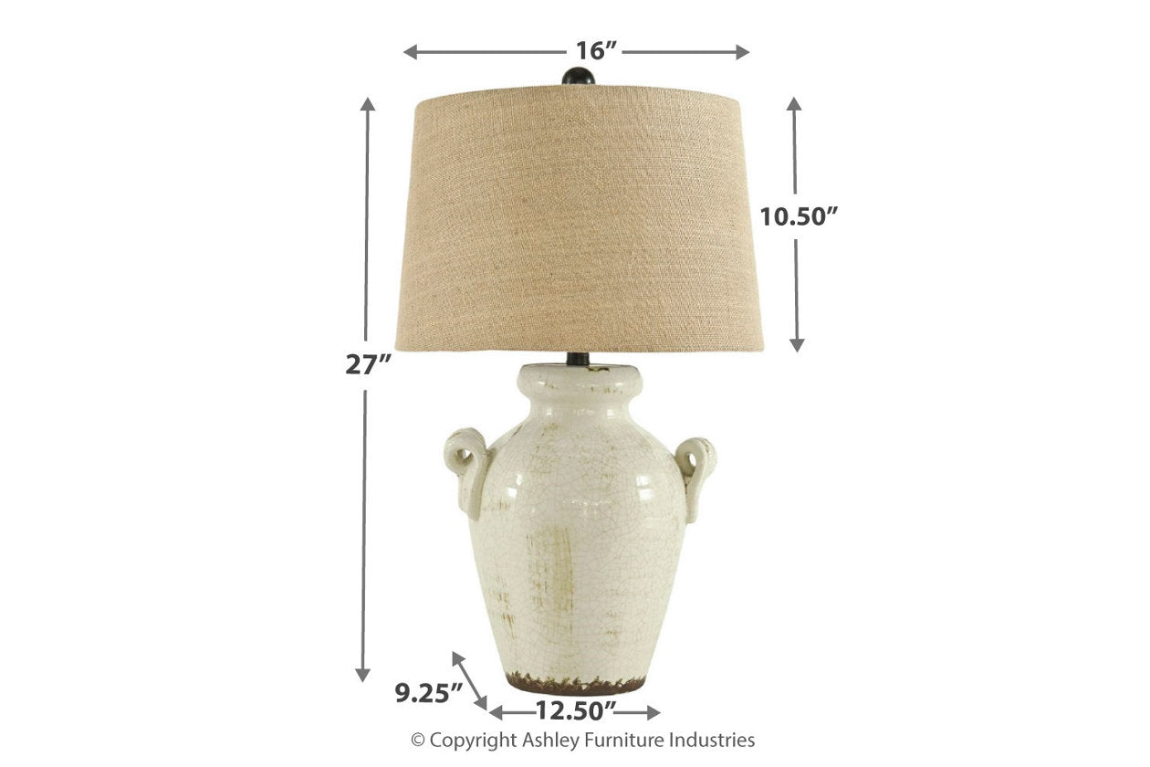 Emelda Cream Table Lamp - L100664 - Bien Home Furniture & Electronics