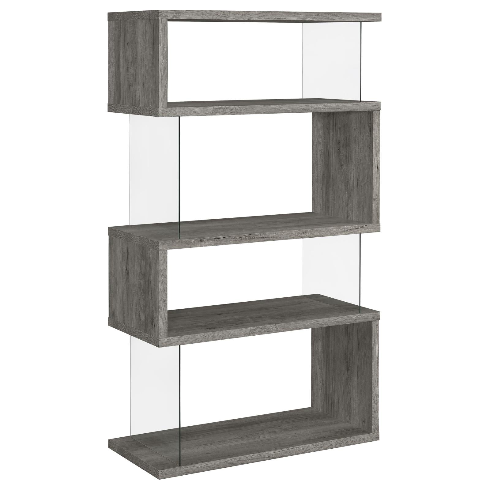 Emelle 4-Shelf Bookcase with Glass Panels - 802340 - Bien Home Furniture &amp; Electronics