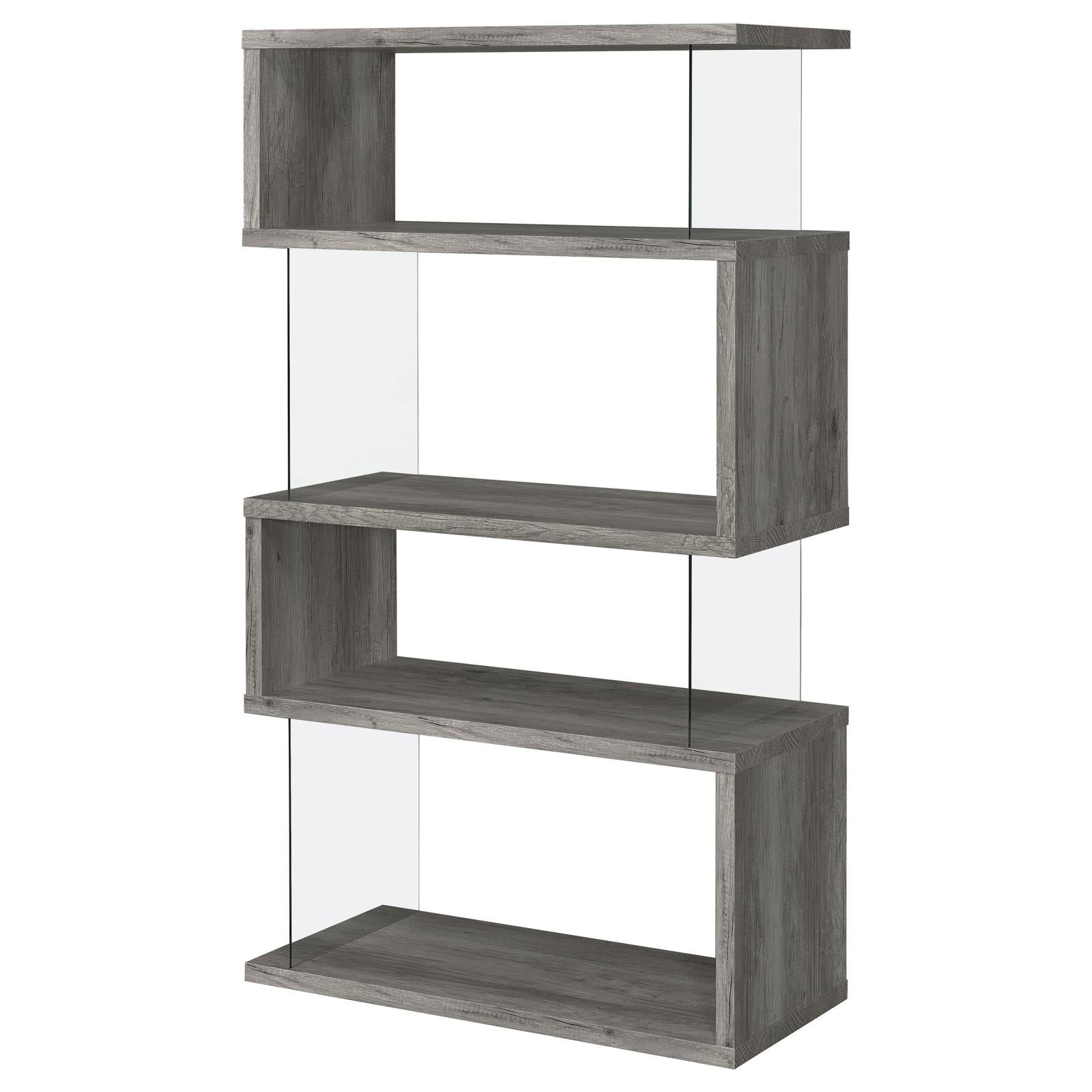 Emelle 4-Shelf Bookcase with Glass Panels - 802340 - Bien Home Furniture &amp; Electronics