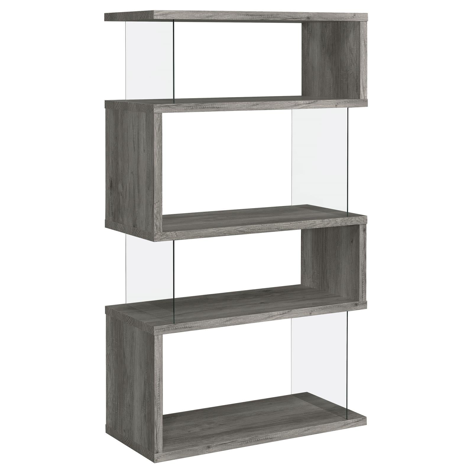 Emelle 4-Shelf Bookcase with Glass Panels - 802340 - Bien Home Furniture &amp; Electronics