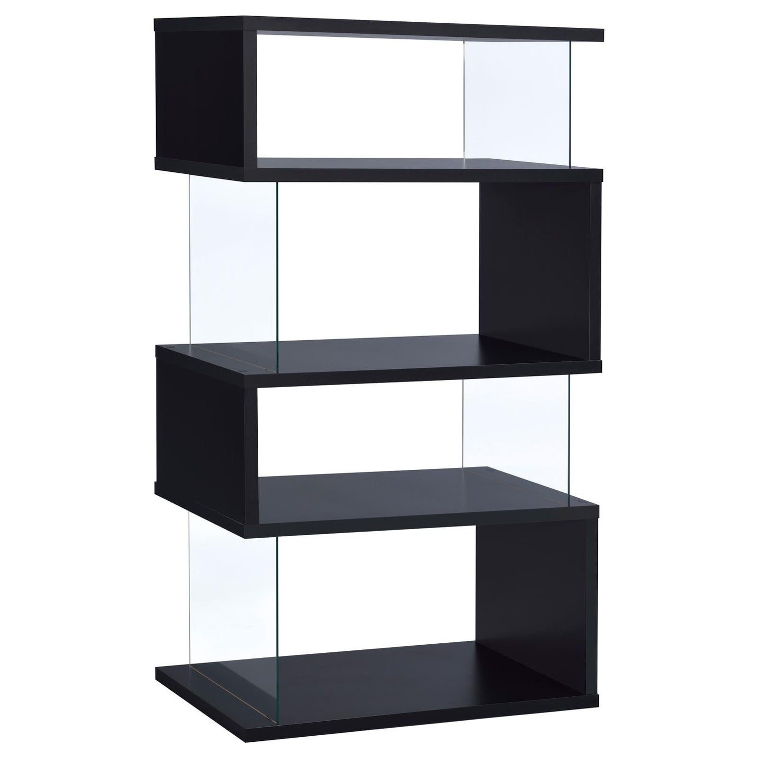 Emelle Black/Clear 4-Tier Bookcase - 800340 - Bien Home Furniture & Electronics