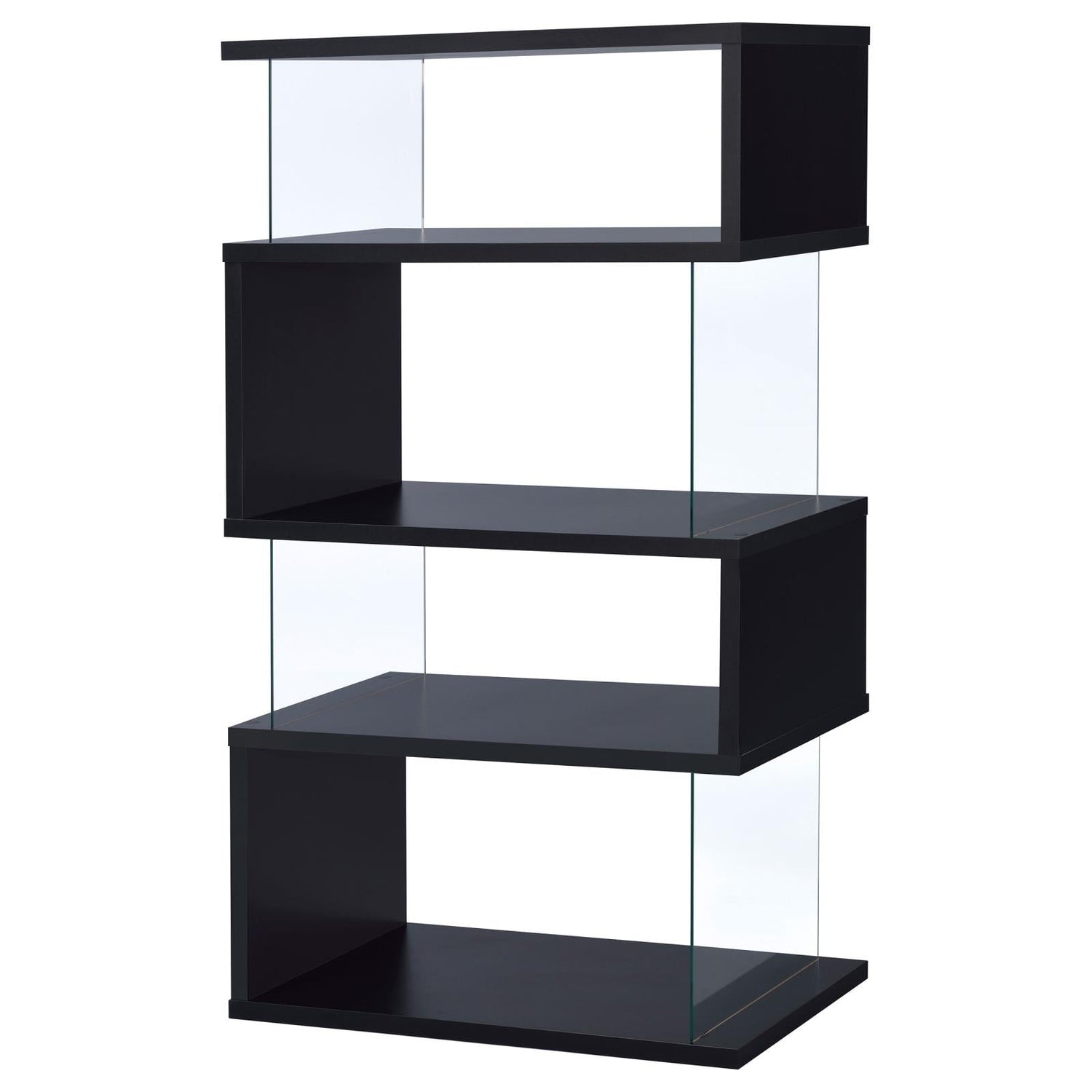 Emelle Black/Clear 4-Tier Bookcase - 800340 - Bien Home Furniture & Electronics