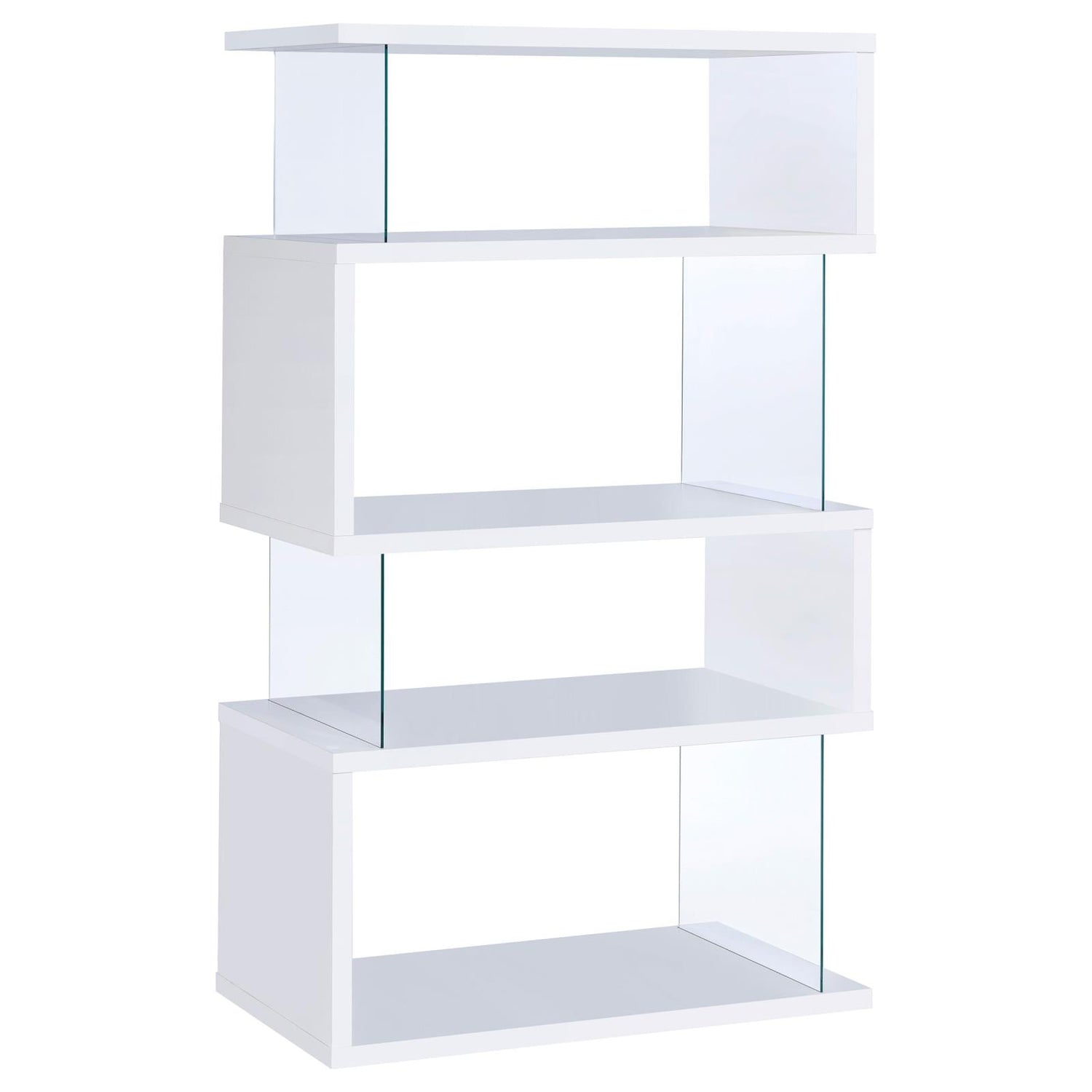 Emelle White/Clear 4-Tier Bookcase - 800300 - Bien Home Furniture & Electronics