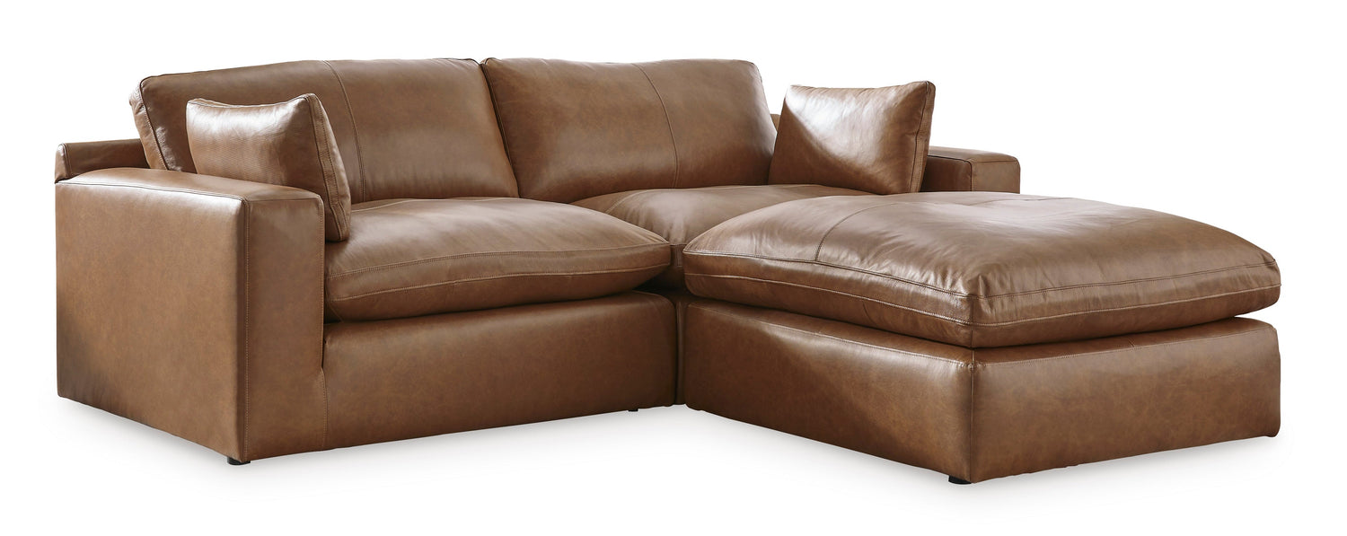 Emilia Caramel Leather 3-Piece Sectional with Ottoman - SET | 3090164 | 3090165 | 3090108 - Bien Home Furniture & Electronics