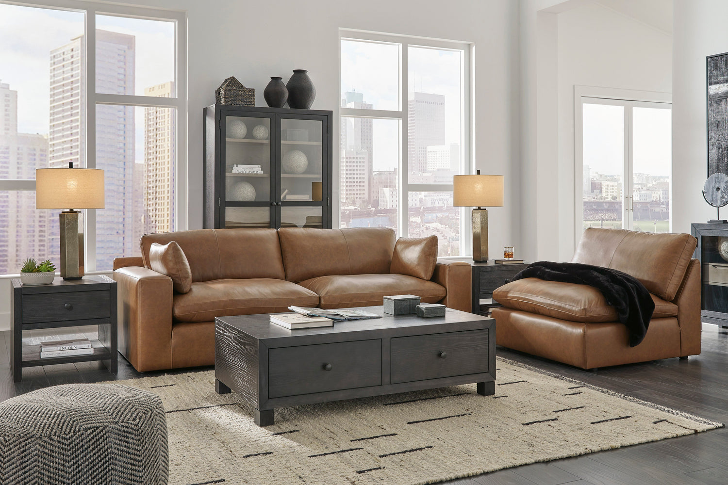 Emilia Caramel Leather 3-Piece Sofa - SET | 3090164 | 3090165 | 3090146 - Bien Home Furniture & Electronics