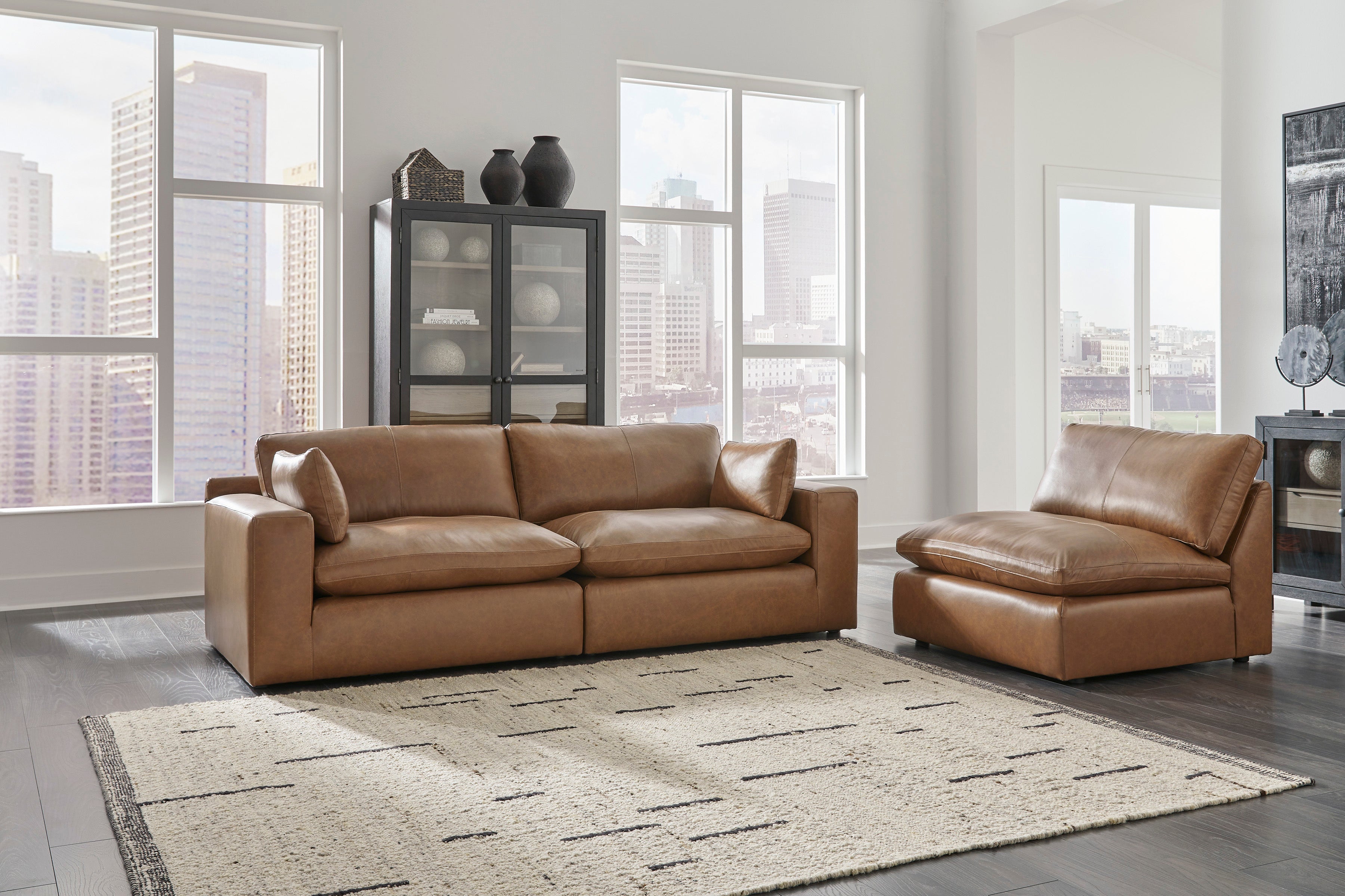 Emilia Caramel Leather 3-Piece Sofa - SET | 3090164 | 3090165 | 3090146 - Bien Home Furniture & Electronics