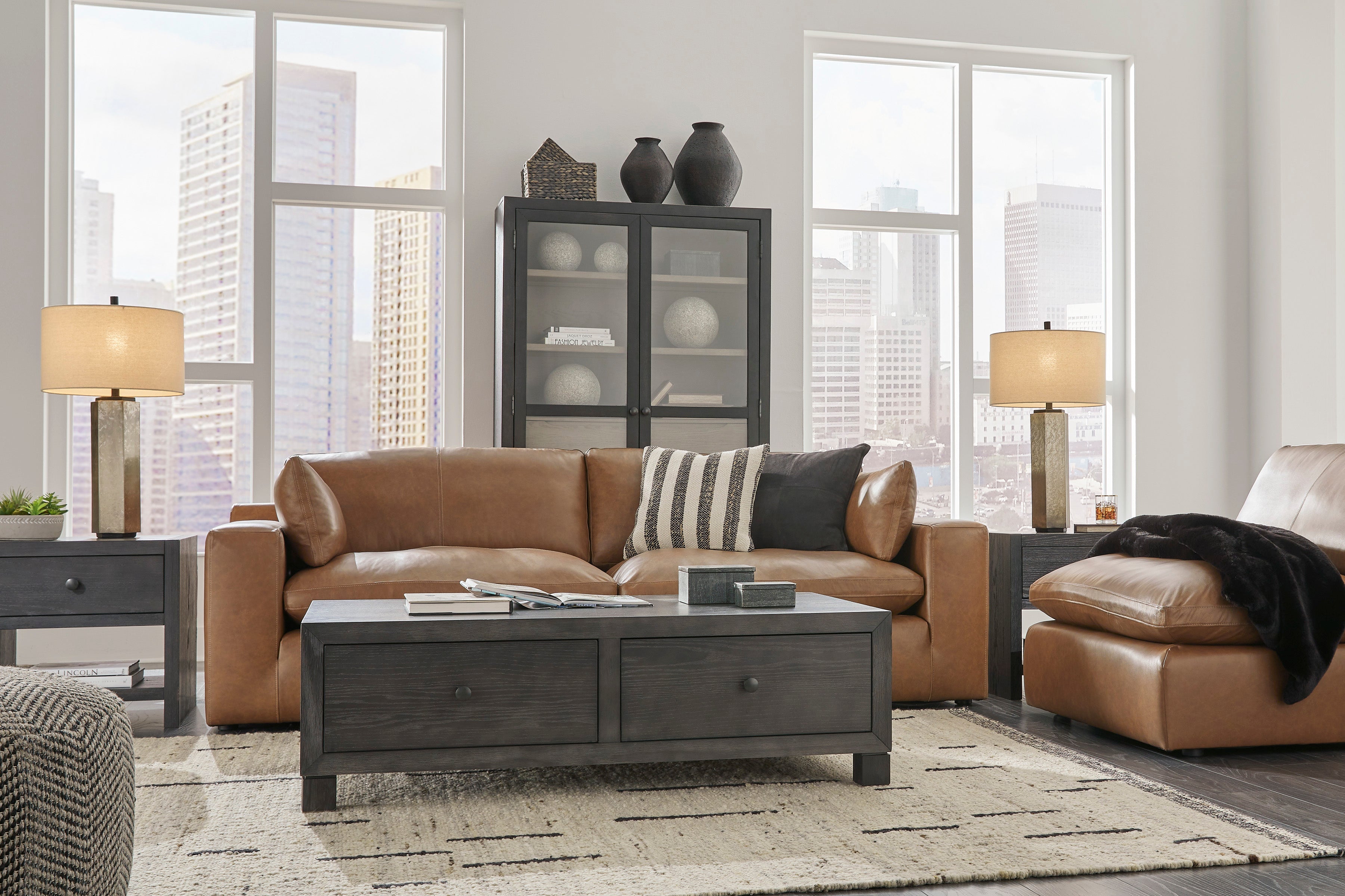 Emilia Caramel Leather 3-Piece Sofa - SET | 3090164 | 3090165 | 3090146 - Bien Home Furniture & Electronics