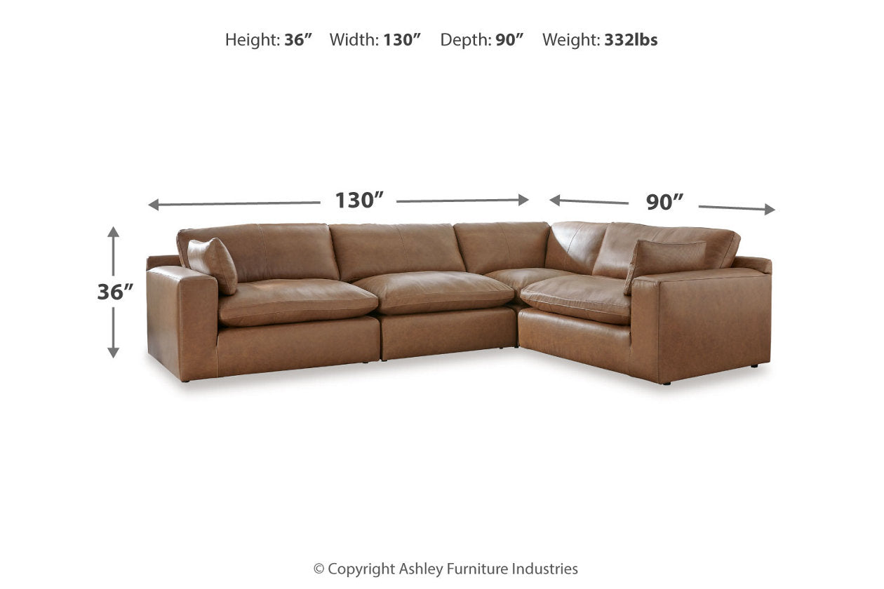 Emilia Caramel Leather 4-Piece Sectional - SET | 3090164 | 3090165 | 3090146 | 3090177 - Bien Home Furniture & Electronics