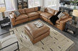 Emilia Caramel Leather 5-Piece Sectional - SET | 3090164 | 3090165 | 3090177 | 3090146 | 3090146 - Bien Home Furniture & Electronics