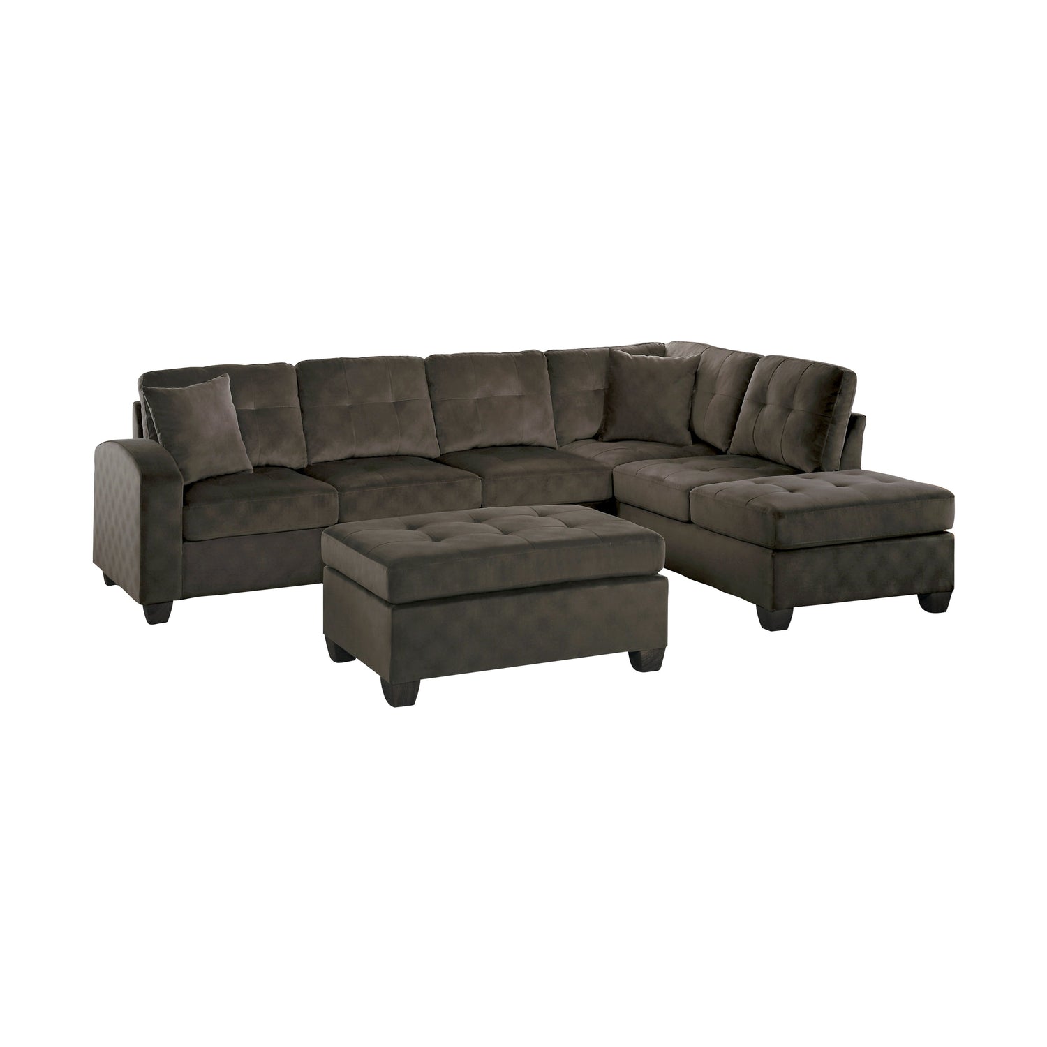 Emilio Chocolate Reversible Sectional - SET | 8367CH-3 | 8367CH-5 - Bien Home Furniture & Electronics