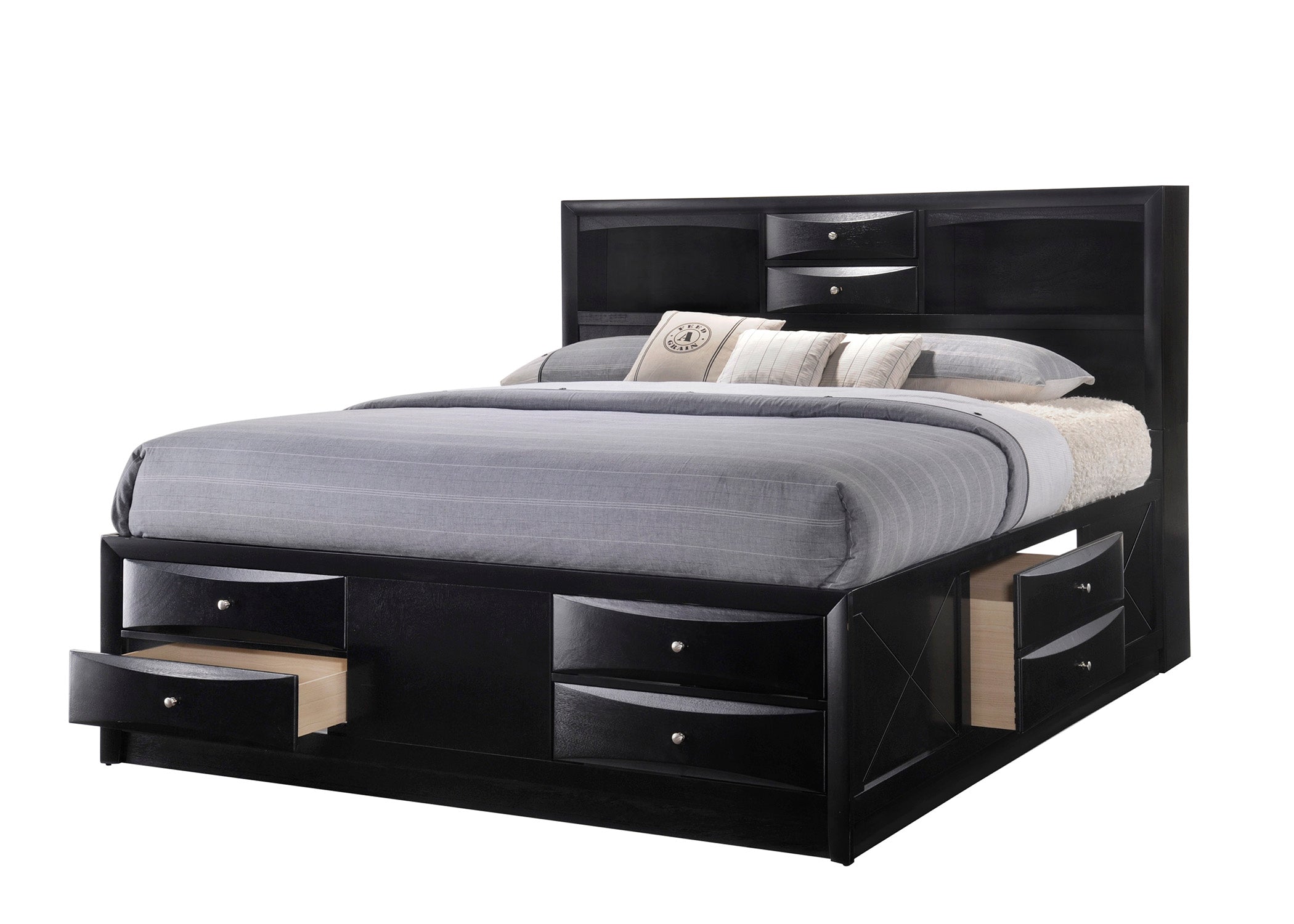 Emily Black Storage Platform Bedroom Set - SET | B4285-K-HBFB | B4285-K-DRW-L | B4285-K-DRW-R | B4285-K-RAIL | B4280-1 | B4280-11 | B4280-2 - Bien Home Furniture &amp; Electronics