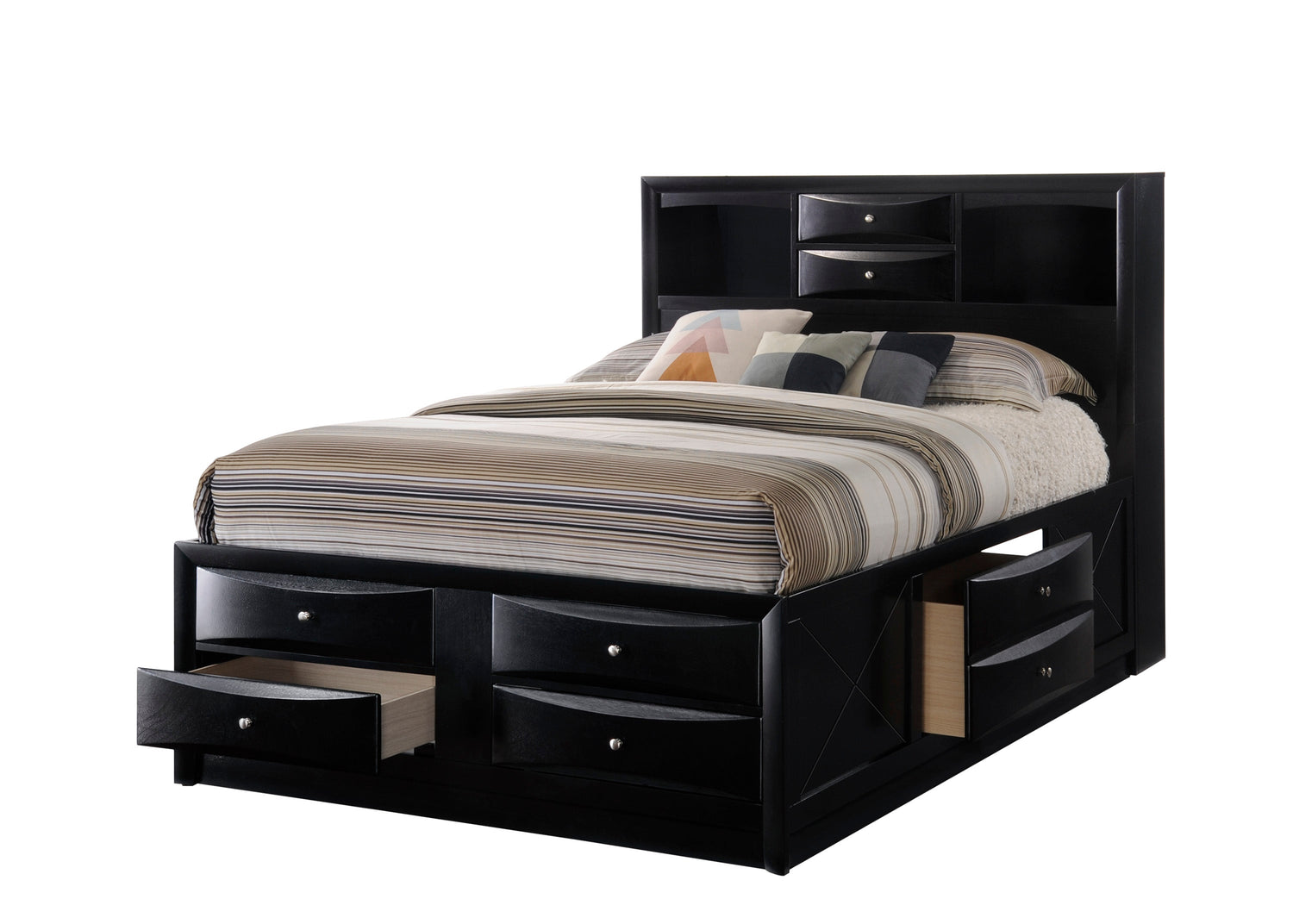 Emily Black Storage Platform Bedroom Set - SET | B4285-K-HBFB | B4285-K-DRW-L | B4285-K-DRW-R | B4285-K-RAIL | B4280-1 | B4280-11 | B4280-2 - Bien Home Furniture & Electronics