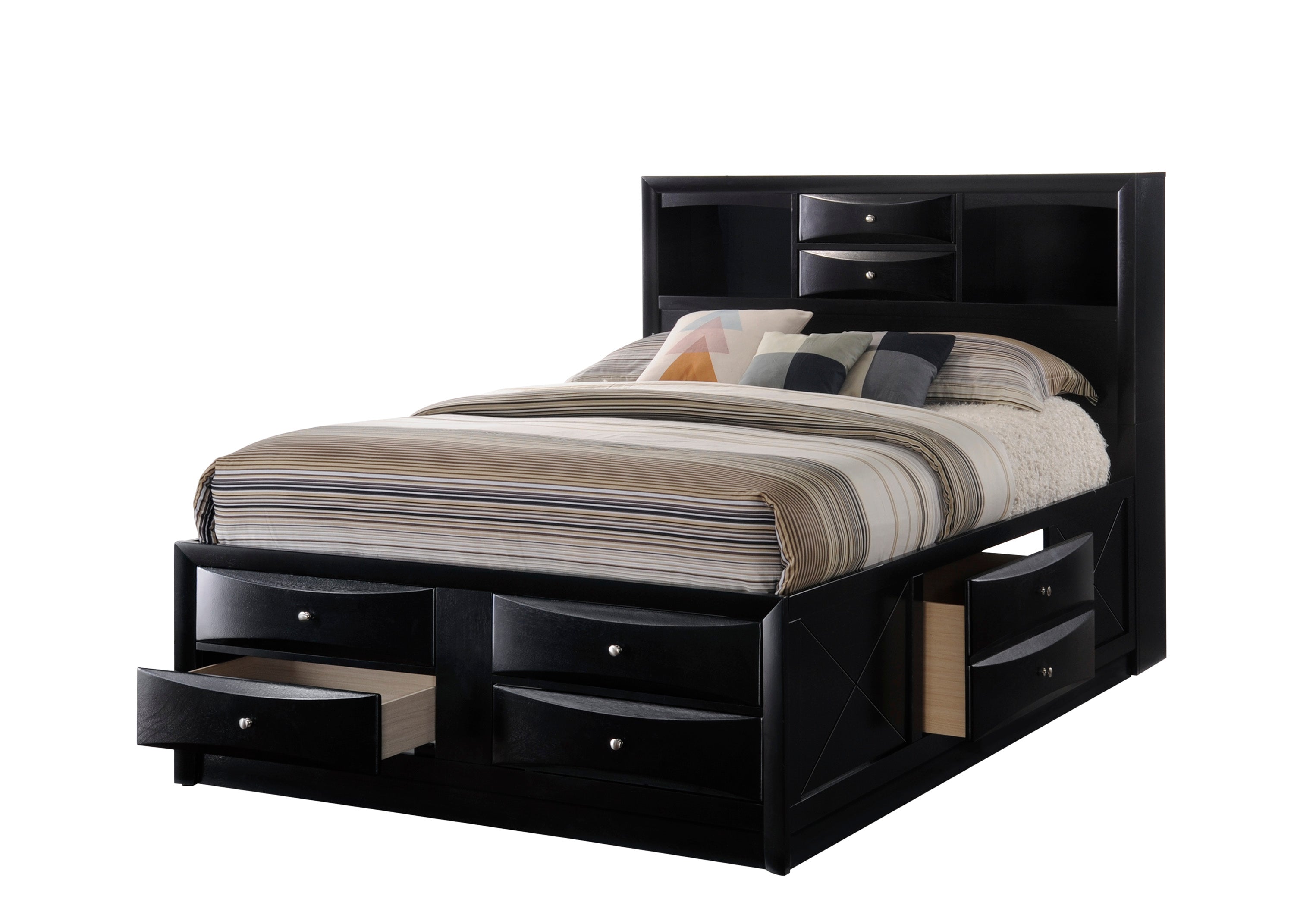 Emily Black Storage Platform Bedroom Set - SET | B4285-K-HBFB | B4285-K-DRW-L | B4285-K-DRW-R | B4285-K-RAIL | B4280-1 | B4280-11 | B4280-2 - Bien Home Furniture &amp; Electronics