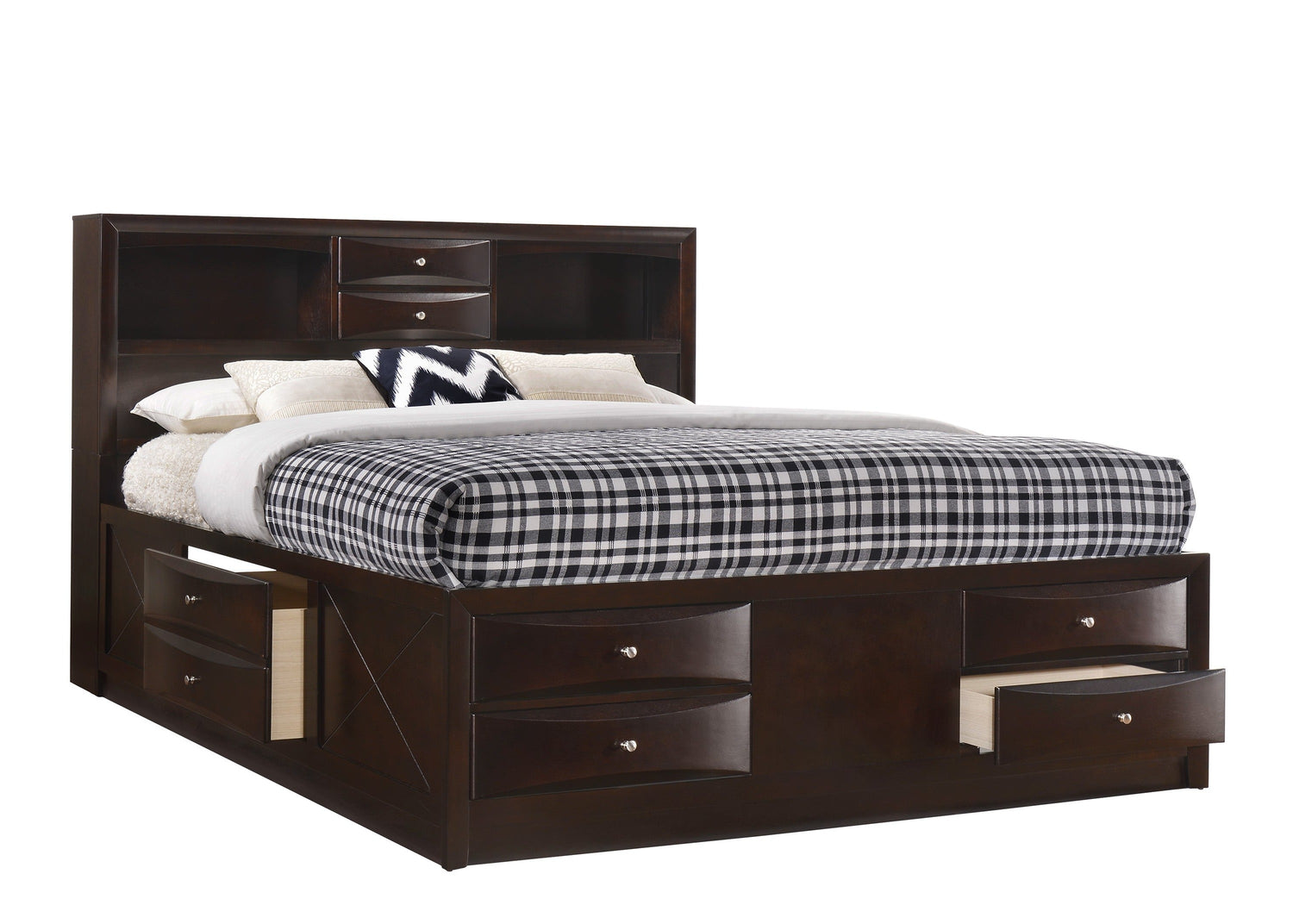 Emily Dark Cherry King Storage Platform Bed - SET | B4265-K-HBFB | B4265-K-DRW-L | B4265-K-DRW-R | B4265-K-RAIL - Bien Home Furniture &amp; Electronics