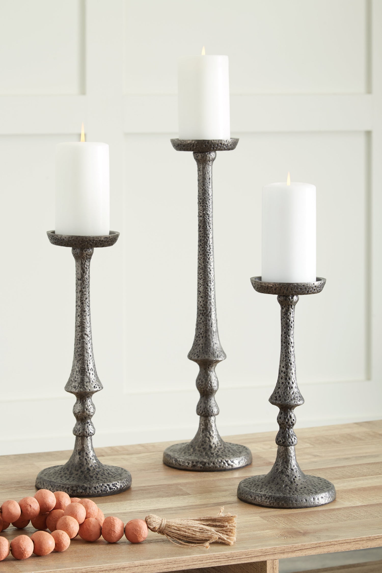 Eravell Pewter Finish Candle Holder, Set of 3 - A2000584 - Bien Home Furniture & Electronics