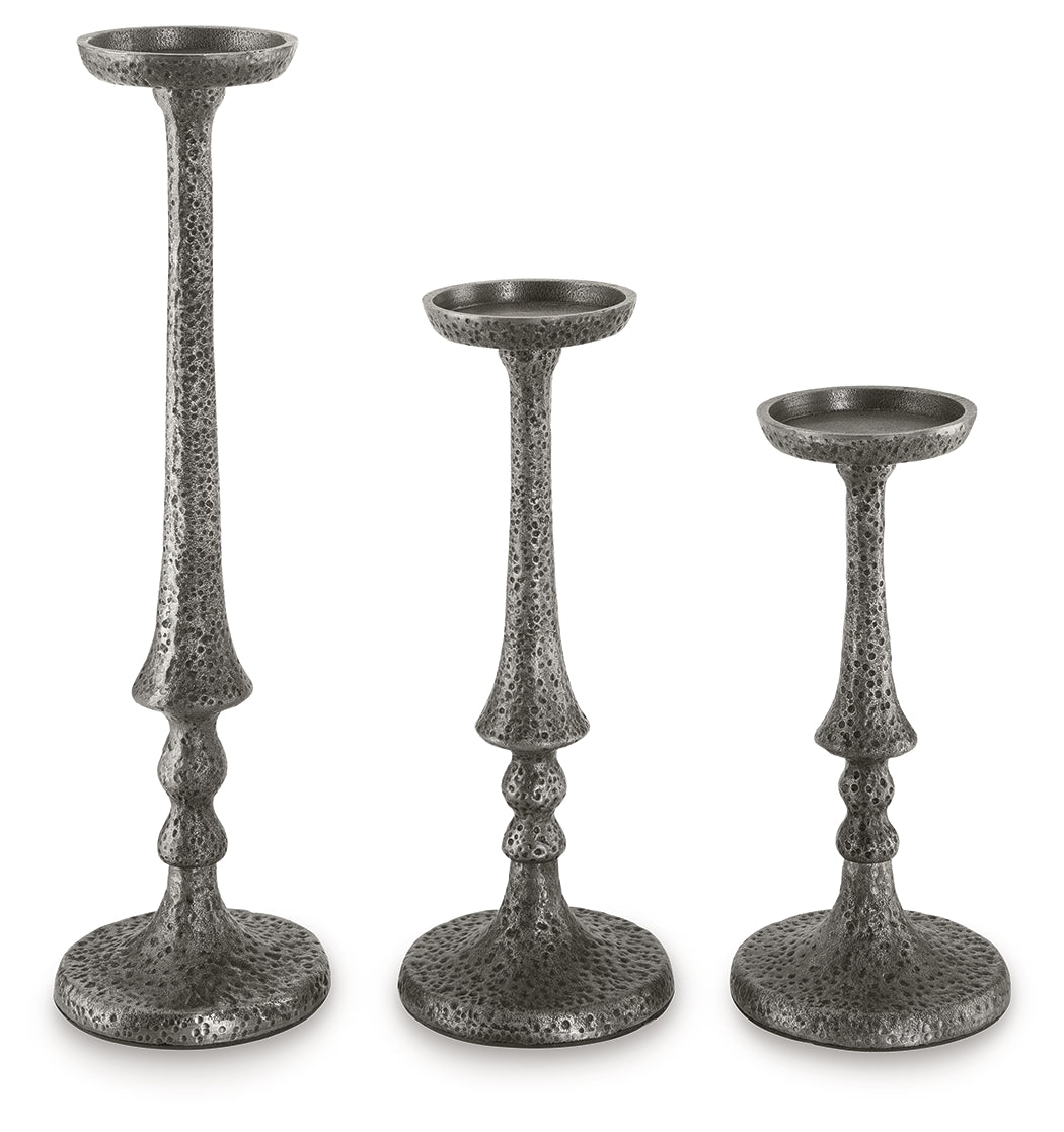 Eravell Pewter Finish Candle Holder, Set of 3 - A2000584 - Bien Home Furniture & Electronics
