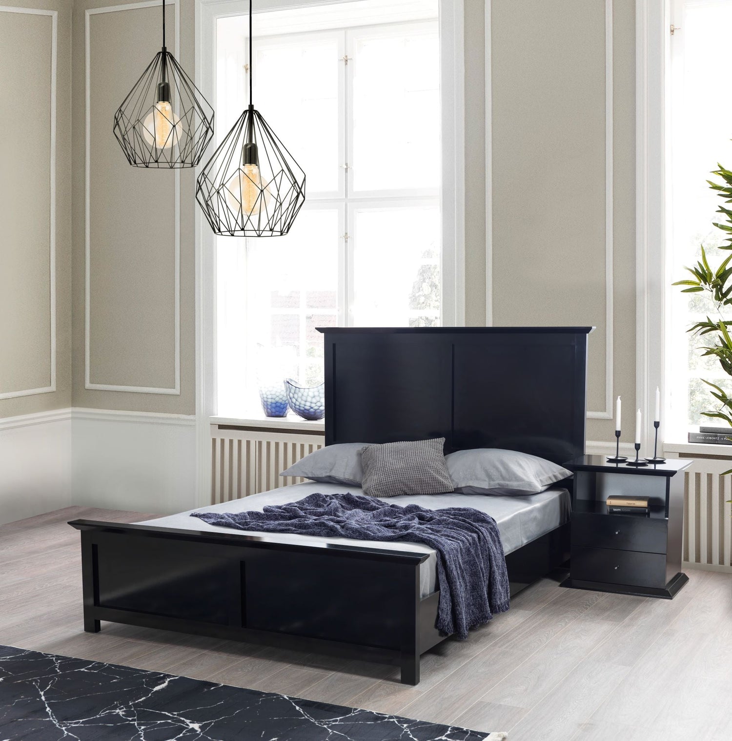 Erika Black 4-Piece Queen Bedroom Set - ERIKABEDROOM-4PCQ - Bien Home Furniture & Electronics