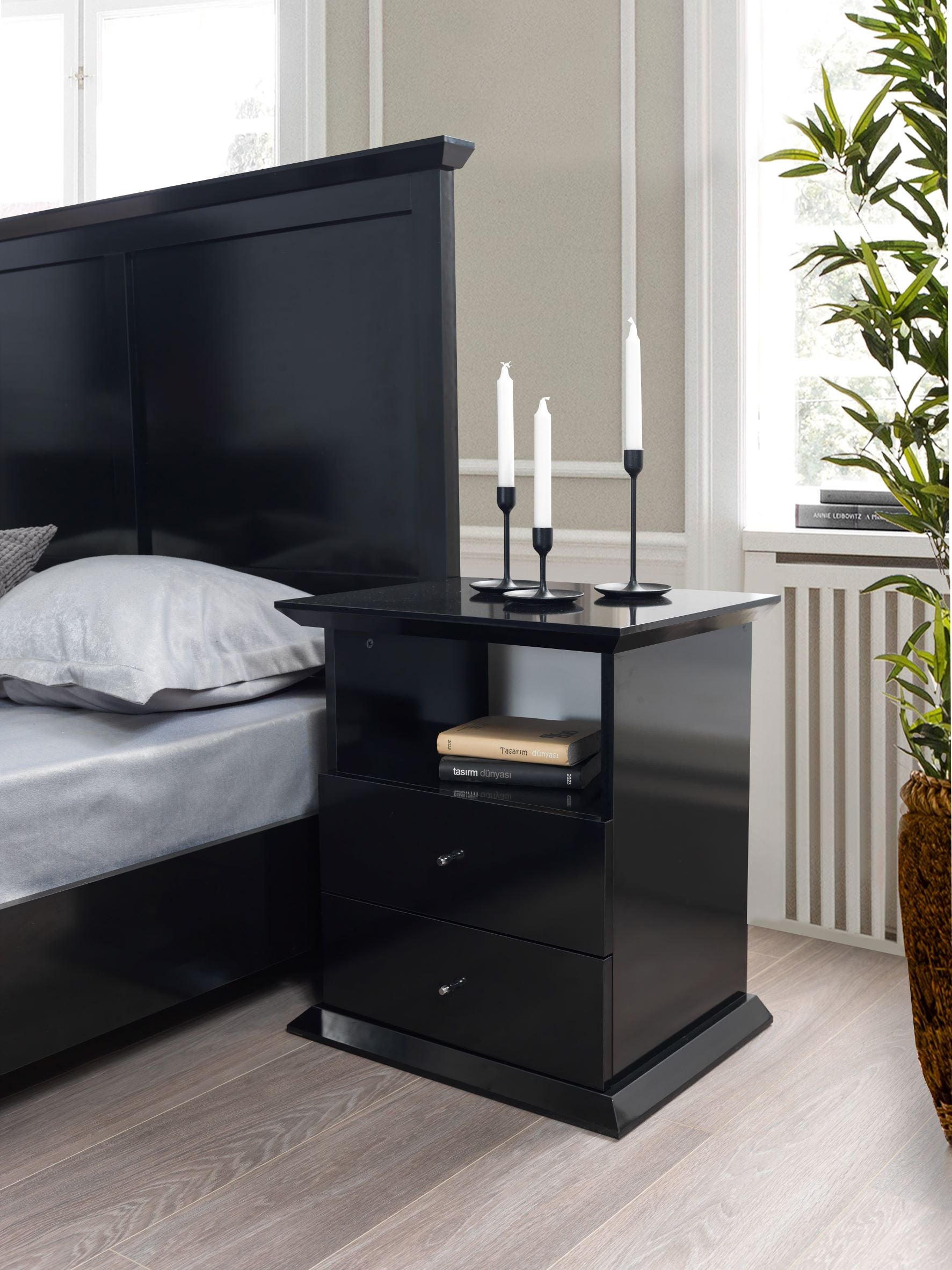 Erika Black 4-Piece Queen Bedroom Set - ERIKABEDROOM-4PCQ - Bien Home Furniture & Electronics