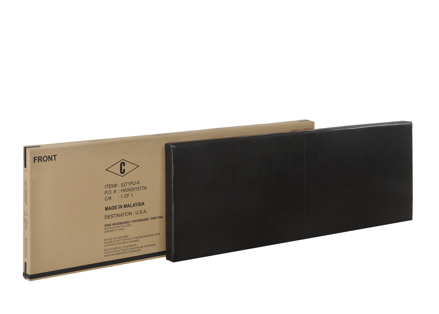 Erin Black PU Leather King Upholstered Bed - 5271PU-K - Bien Home Furniture & Electronics