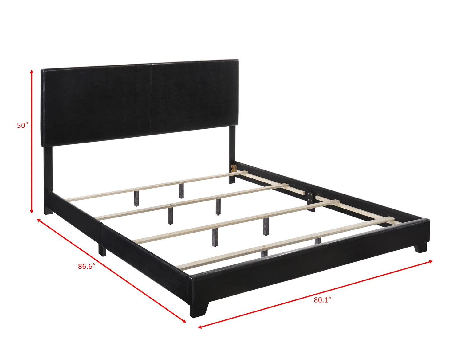 Erin Black PU Leather King Upholstered Bed - 5271PU-K - Bien Home Furniture & Electronics