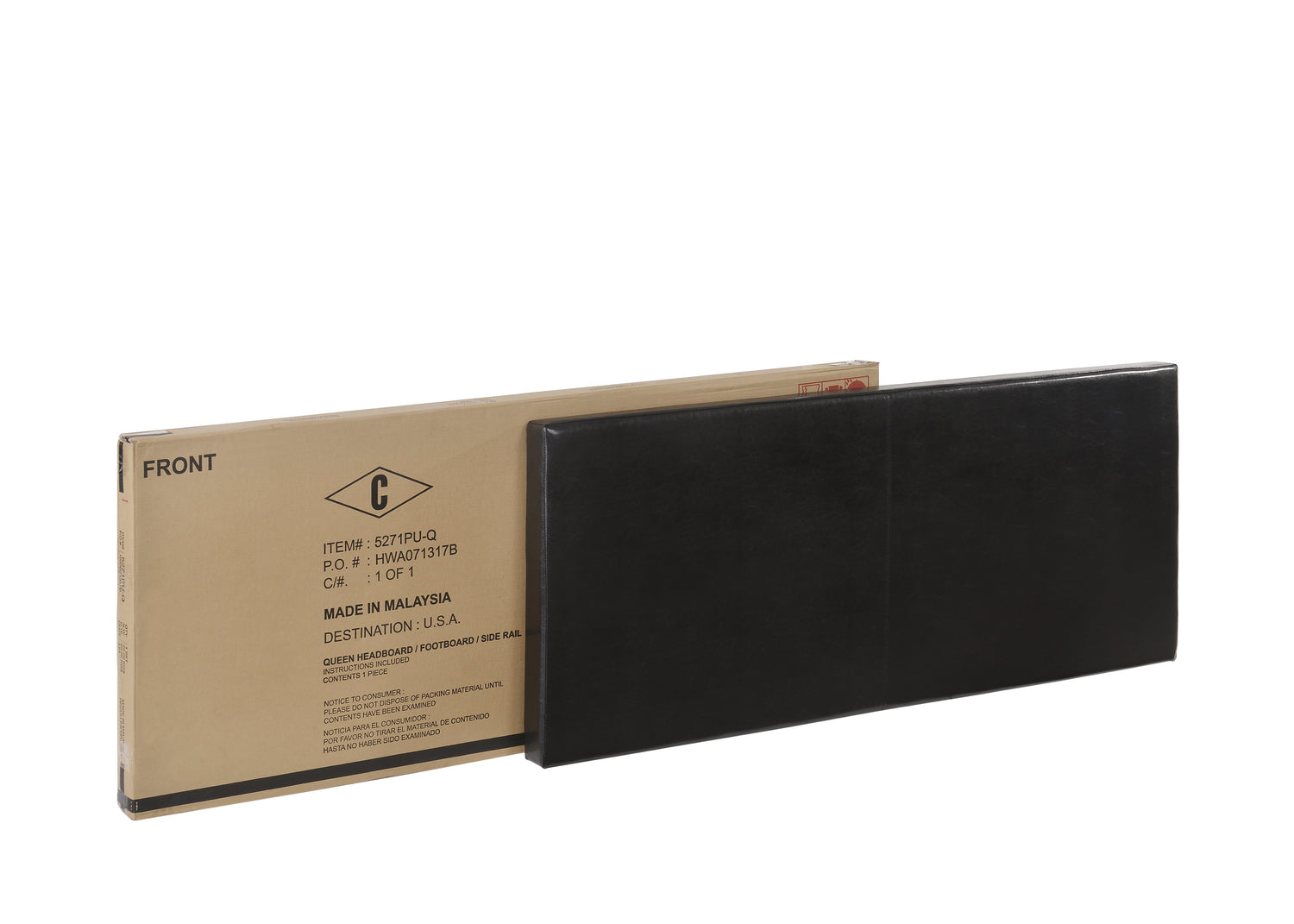 Erin Black PU Leather Queen Upholstered Bed - 5271PU-Q - Bien Home Furniture & Electronics