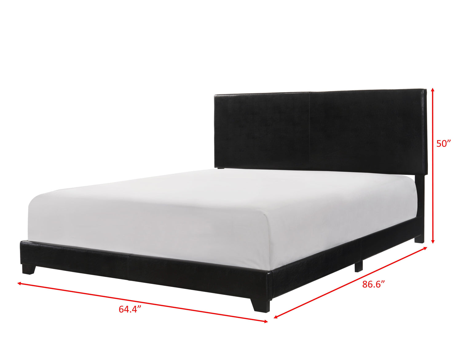 Erin Black PU Leather Queen Upholstered Bed - 5271PU-Q - Bien Home Furniture & Electronics