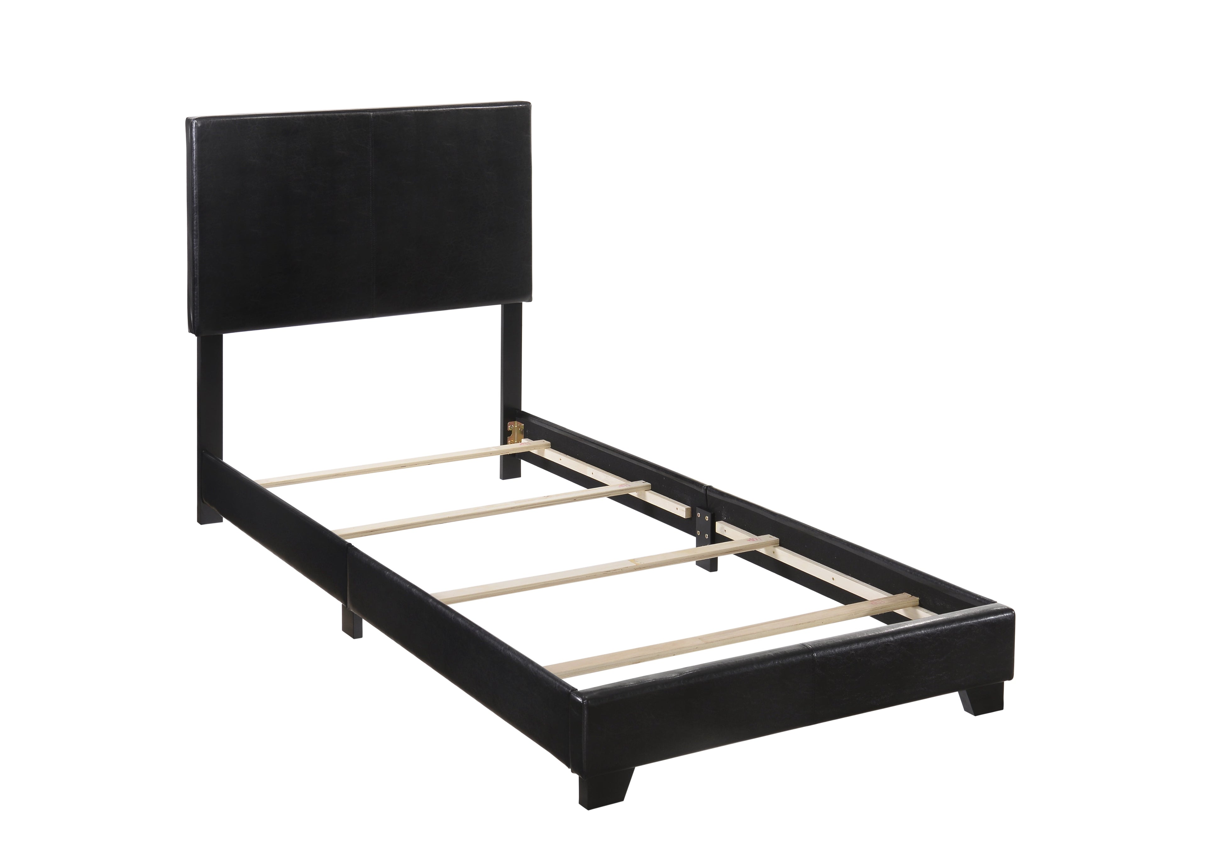 Erin Black PU Leather Twin Upholstered Bed - 5271PU-T - Bien Home Furniture &amp; Electronics