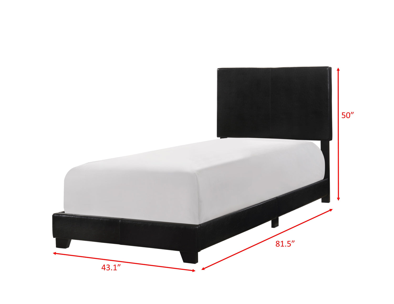 Erin Black PU Leather Twin Upholstered Bed - 5271PU-T - Bien Home Furniture & Electronics