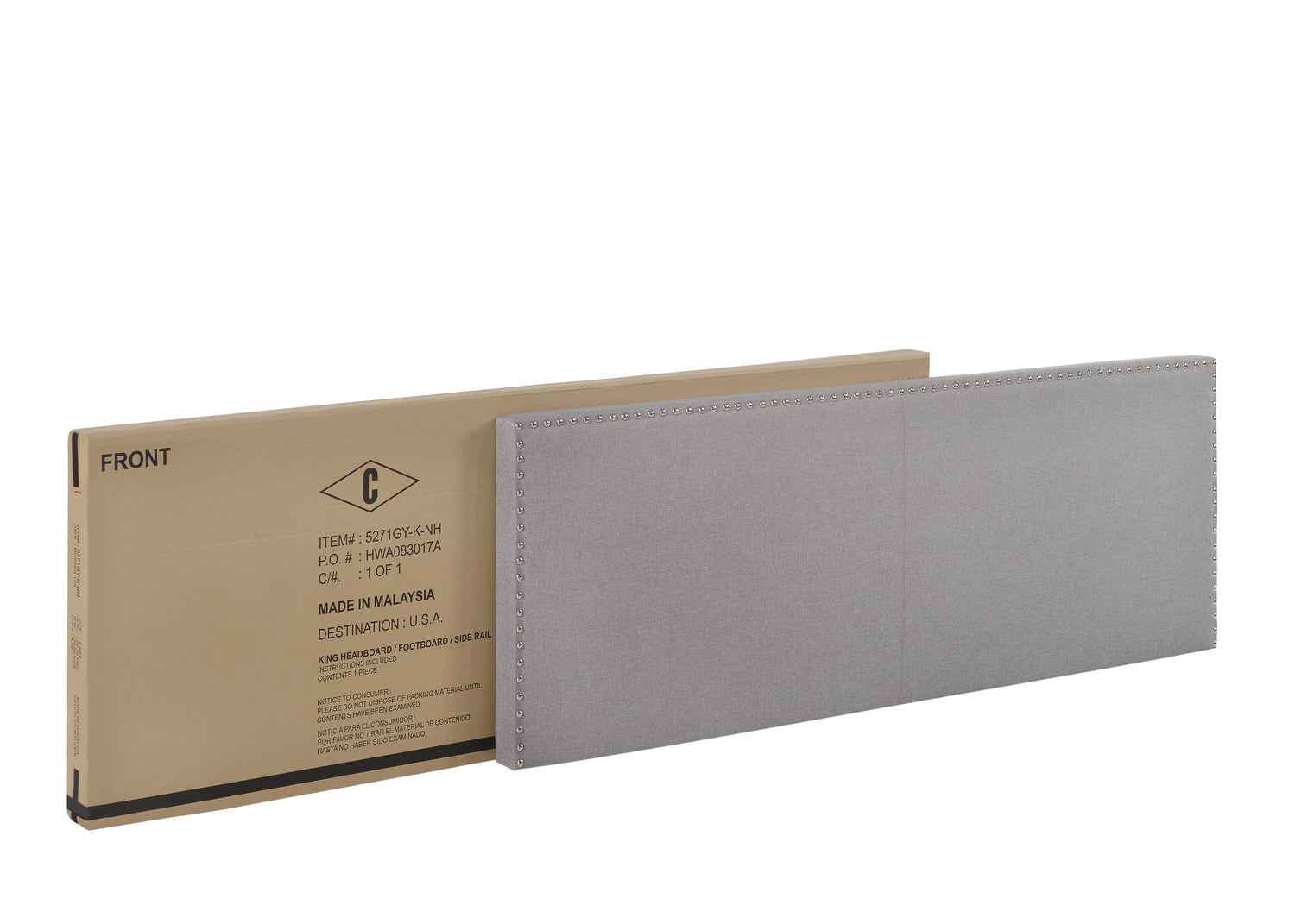 Erin Gray King Upholstered Bed - 5271GY-K-NH - Bien Home Furniture & Electronics