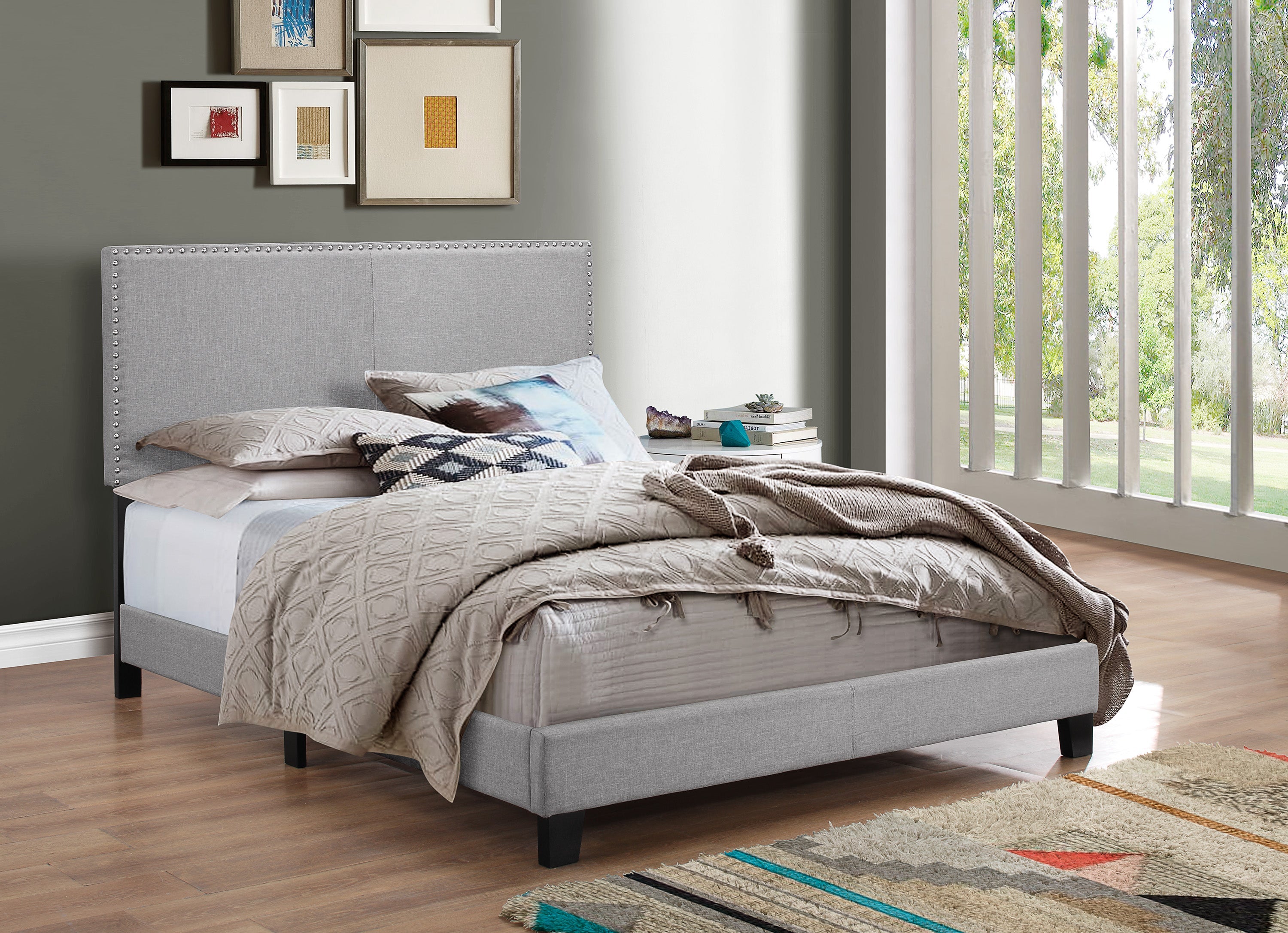 Erin Gray Twin Upholstered Bed - 5271GY-T-NH - Bien Home Furniture & Electronics