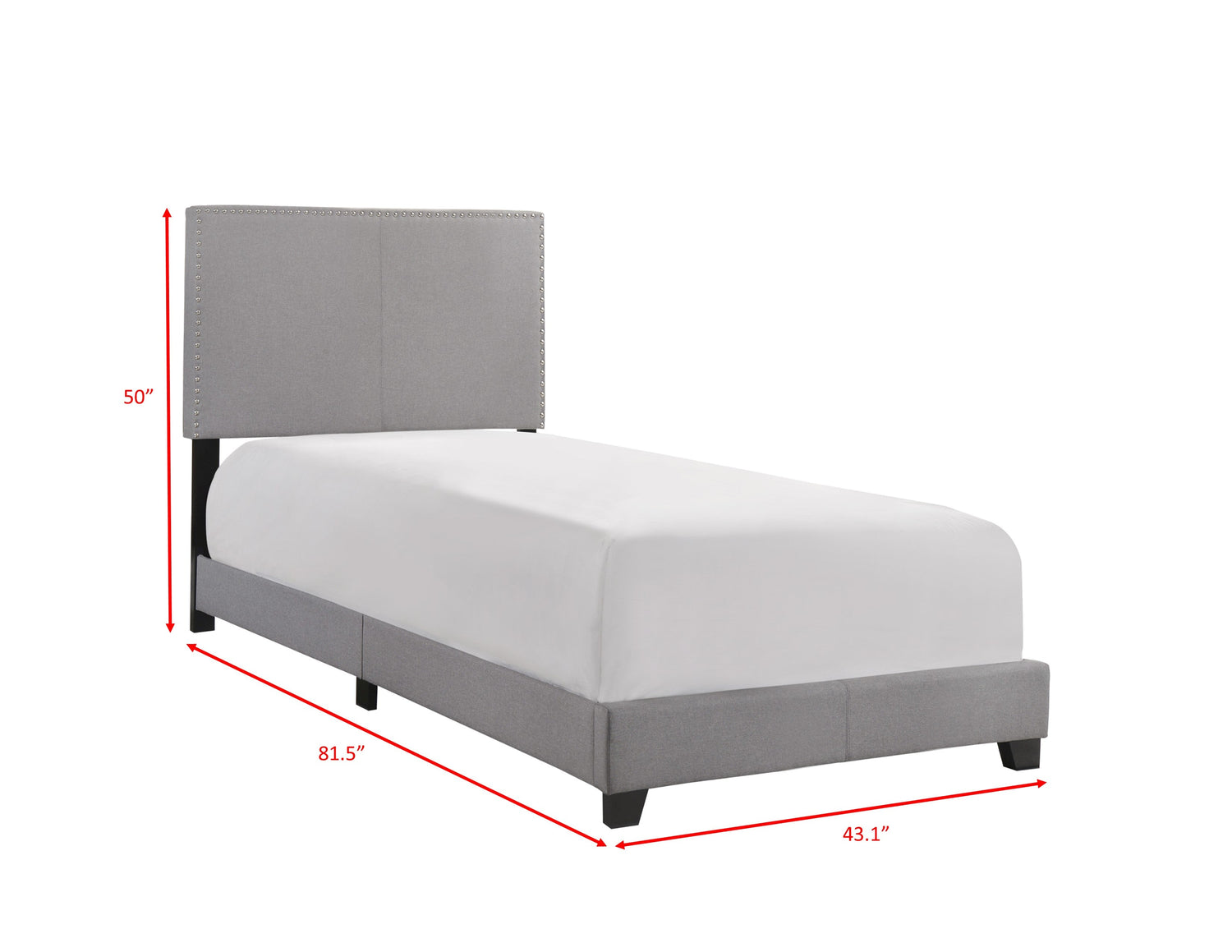 Erin Gray Twin Upholstered Bed - 5271GY-T-NH - Bien Home Furniture & Electronics