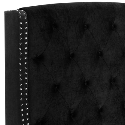 Eva Black Velvet Queen Upholstered Bed - SET | 5111BK-Q-HBFB | 5111BK-KQ-RAIL - Bien Home Furniture &amp; Electronics