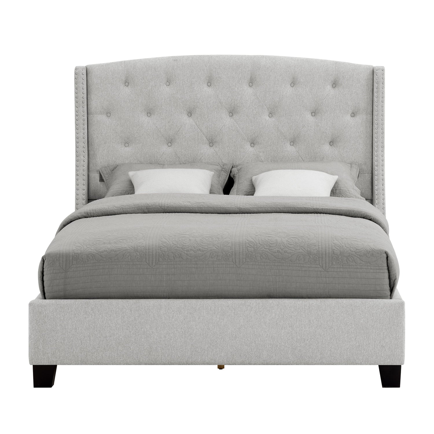 Eva Dove Gray Queen Upholstered Bed - SET | 5111DV-Q-HBFB | 5111DV-KQ-RAIL - Bien Home Furniture & Electronics