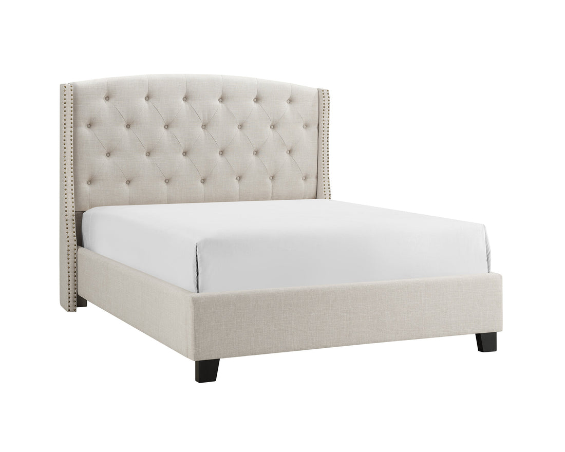 Eva Ivory Queen Upholstered Bed - SET | 5111IV-Q-HBFB | 5111IV-KQ-RAIL - Bien Home Furniture &amp; Electronics