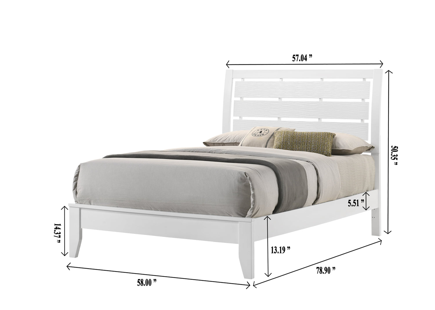 Evan White Full Panel Bed - SET | B4710-F-HBFB | B4710-F-RAIL | - Bien Home Furniture &amp; Electronics